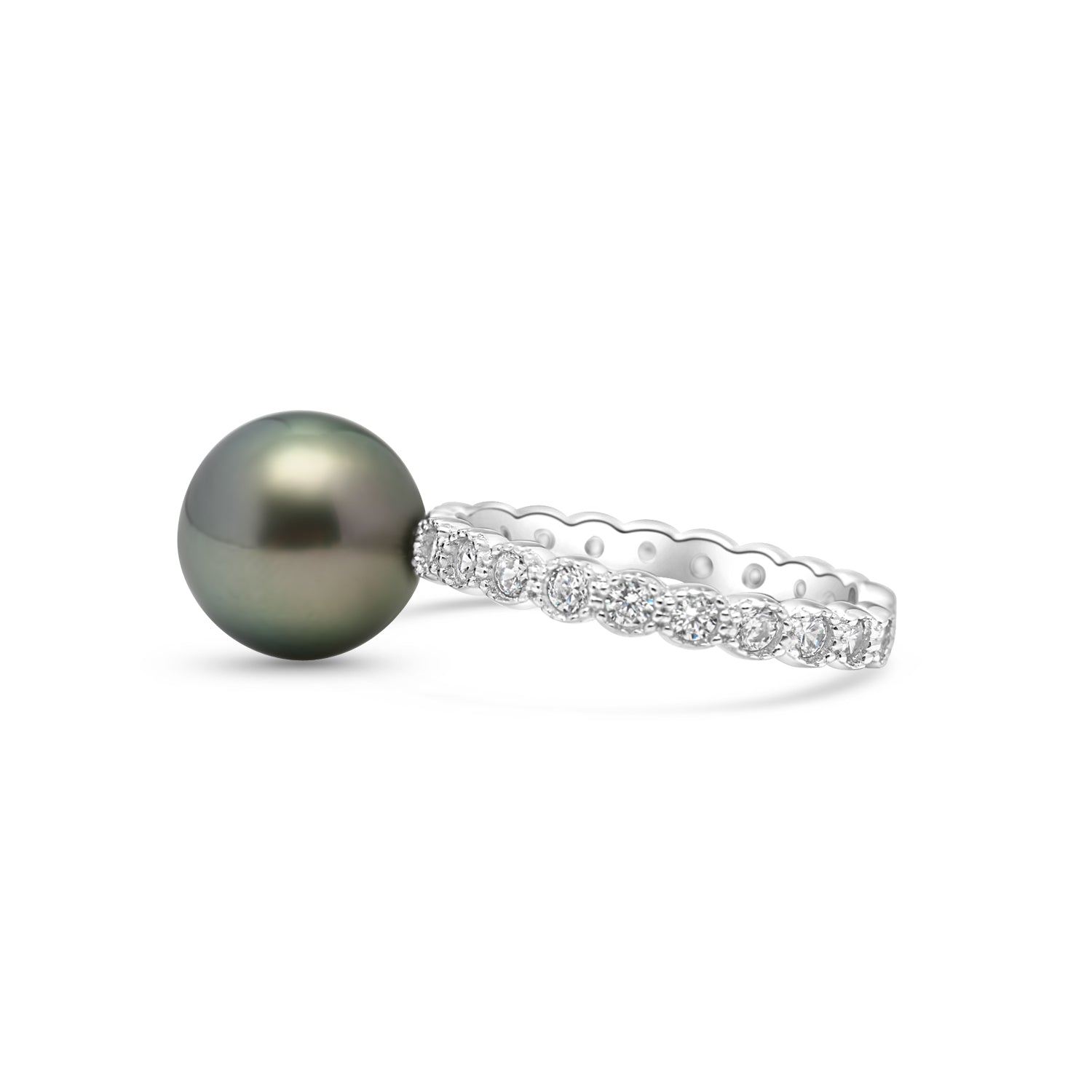 925 Sterling Silver Tahitian Pearl Ring SHM1460 THMIX1