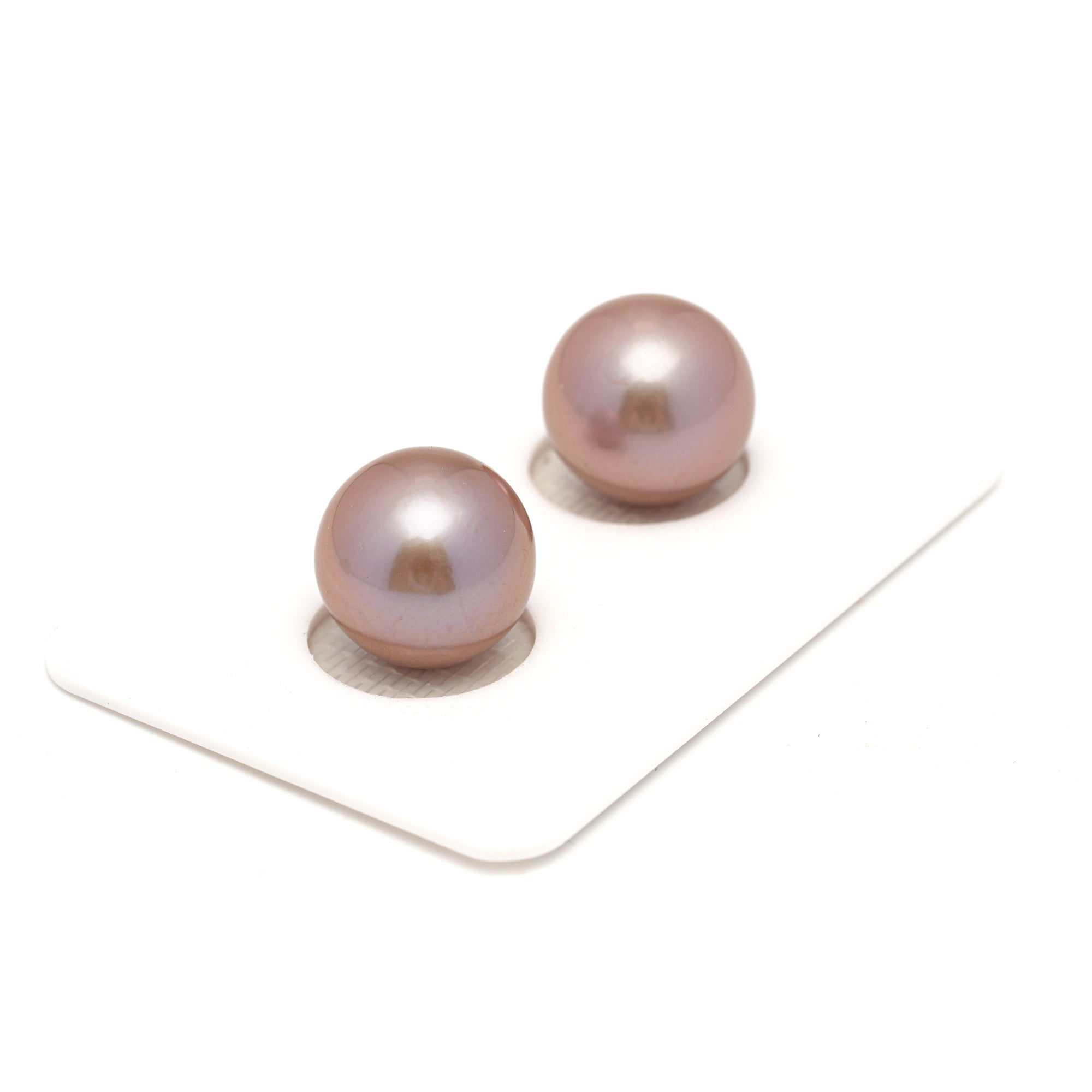 2pcs Pink Pair - Round/Semi-Round 12mm AAA quality Fresh Water Pearl ER1732