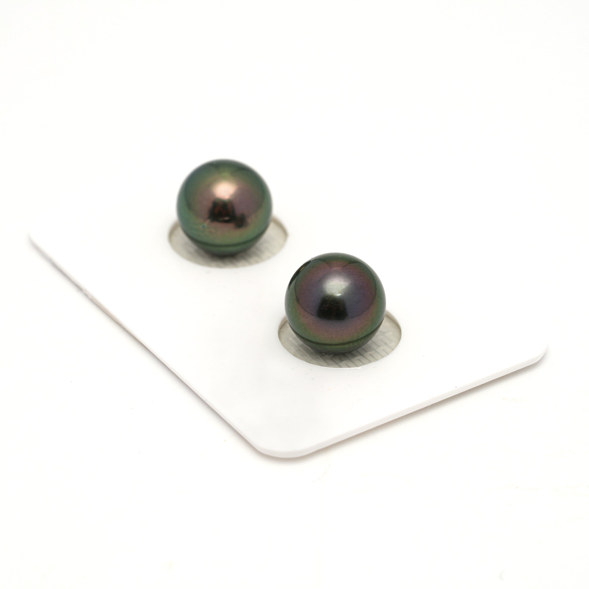 2pcs Peacock 9.9-10mm - RSR AAA Quality Tahitian Pearl Pair ER1752 OR13