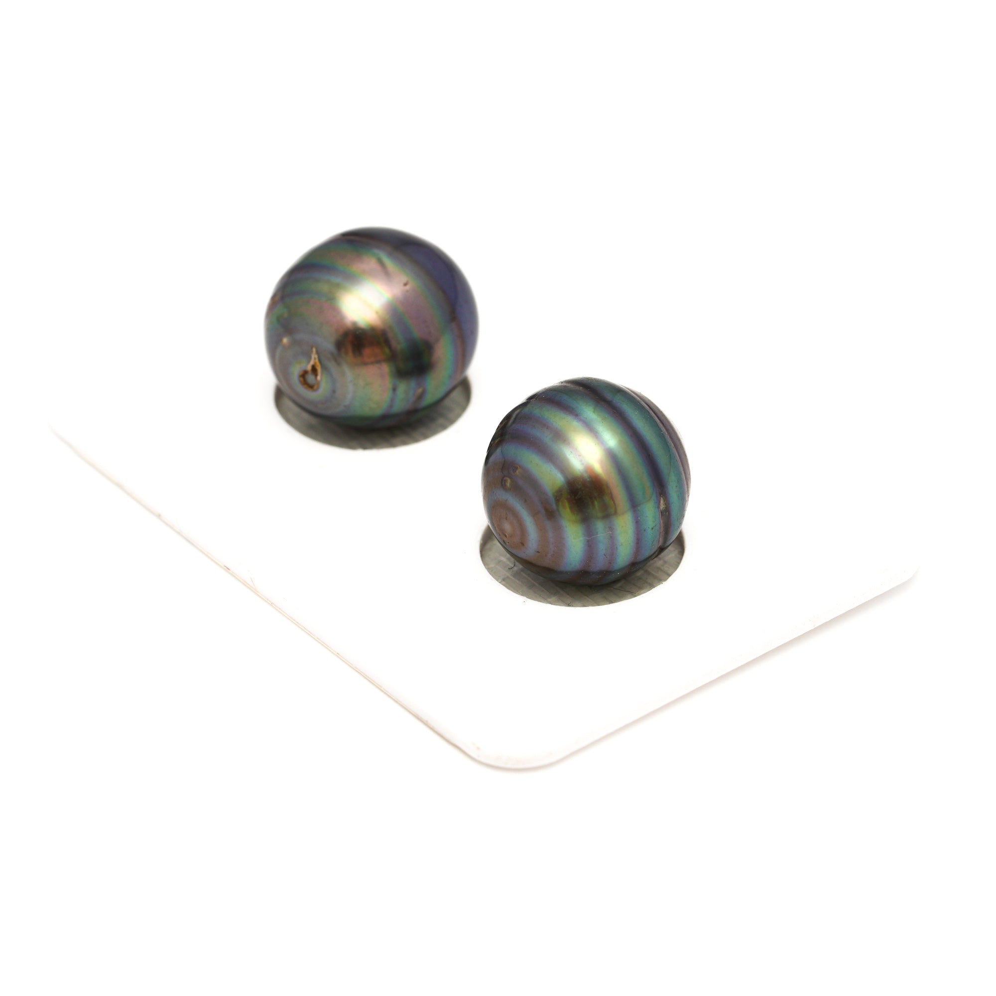 2pcs Green 12.2-12.6mm - CL AA/AAA Quality Tahitian Pearl Pair ER1812 CMP9