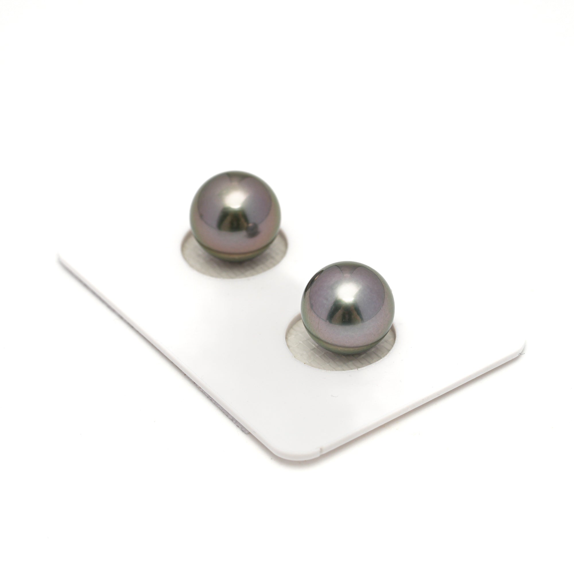 2pcs "High Luster" Cherry 10.3-10.4mm - RSR AAA/TOP Quality Tahitian Pearl Pair ER1682 OR11