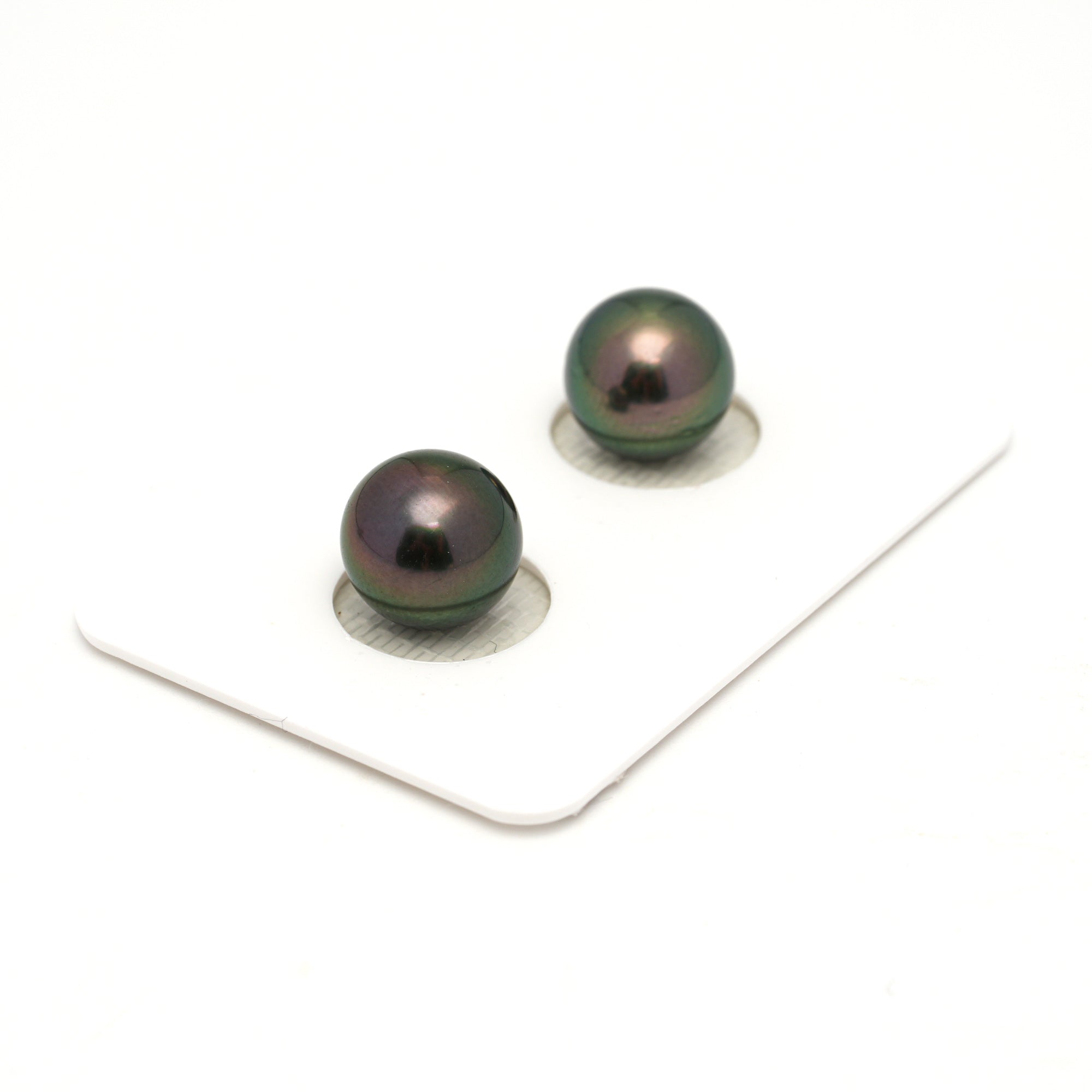 2pcs Peacock 9.9-10mm - RSR AAA Quality Tahitian Pearl Pair ER1752 OR13