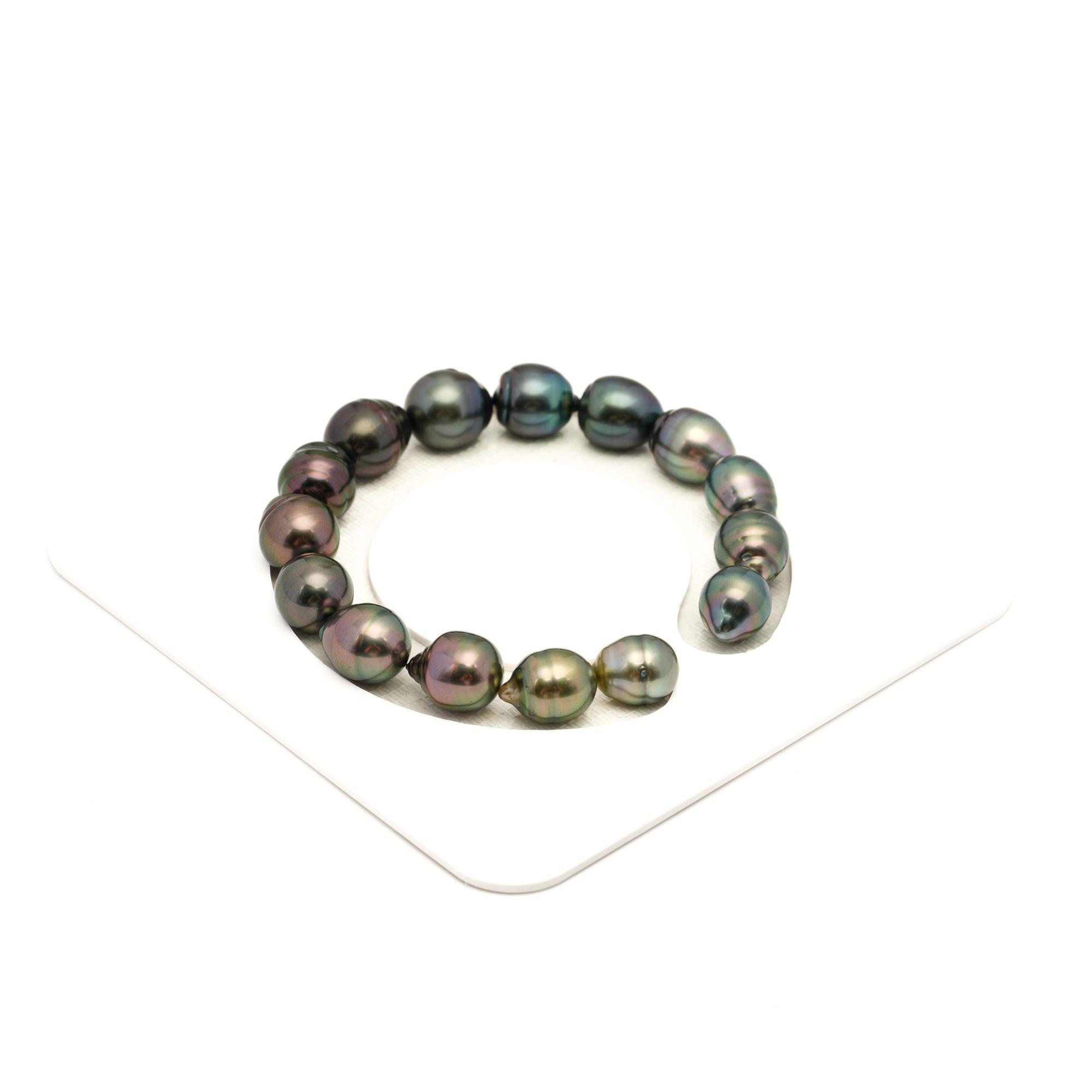 15pcs "High Luster" Green Cherry 9-11mm - CL/SB AAA Quality Tahitian Pearl Bracelet BR2483 LP2