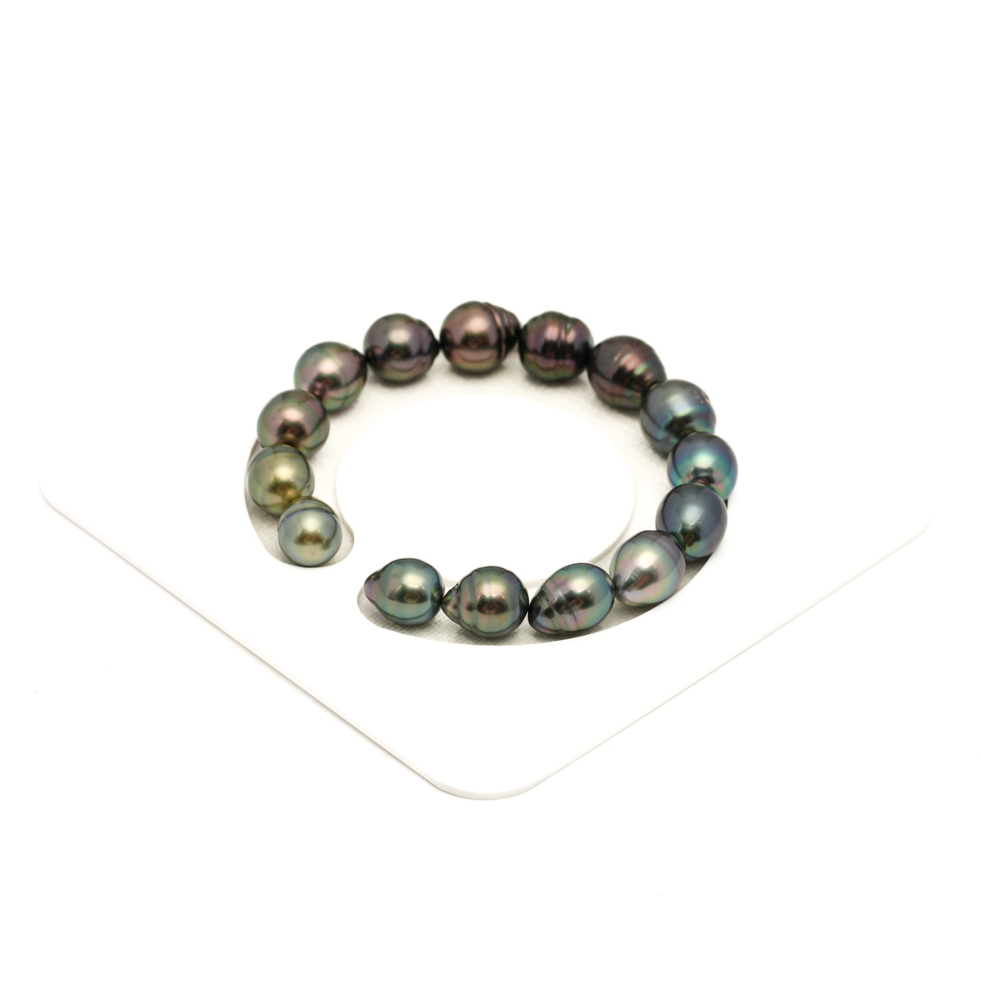 15pcs "High Luster" Green Cherry 9-11mm - CL/SB AAA Quality Tahitian Pearl Bracelet BR2483 LP2
