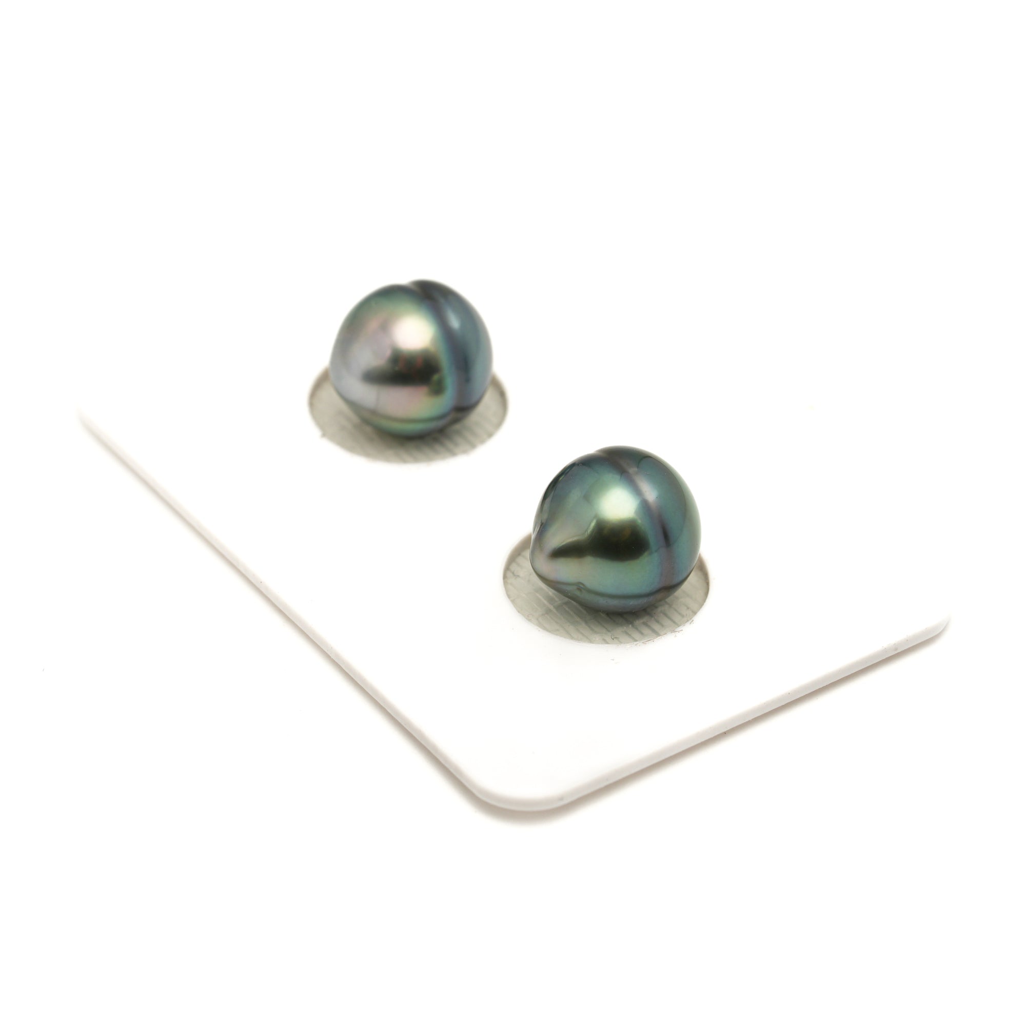 2pcs "High Luster" Blue Green 9.4-9.6mm - CL AAA Quality Tahitian Pearl Pair ER1913 LP2