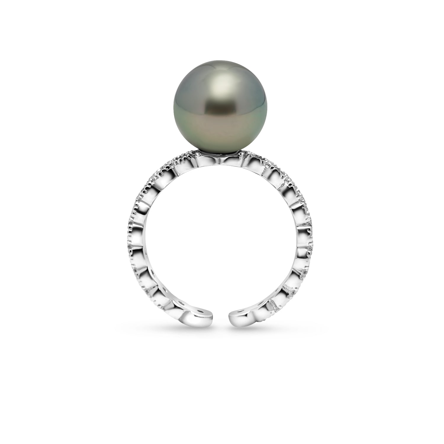 925 Sterling Silver Tahitian Pearl Ring SHM1460 THMIX1