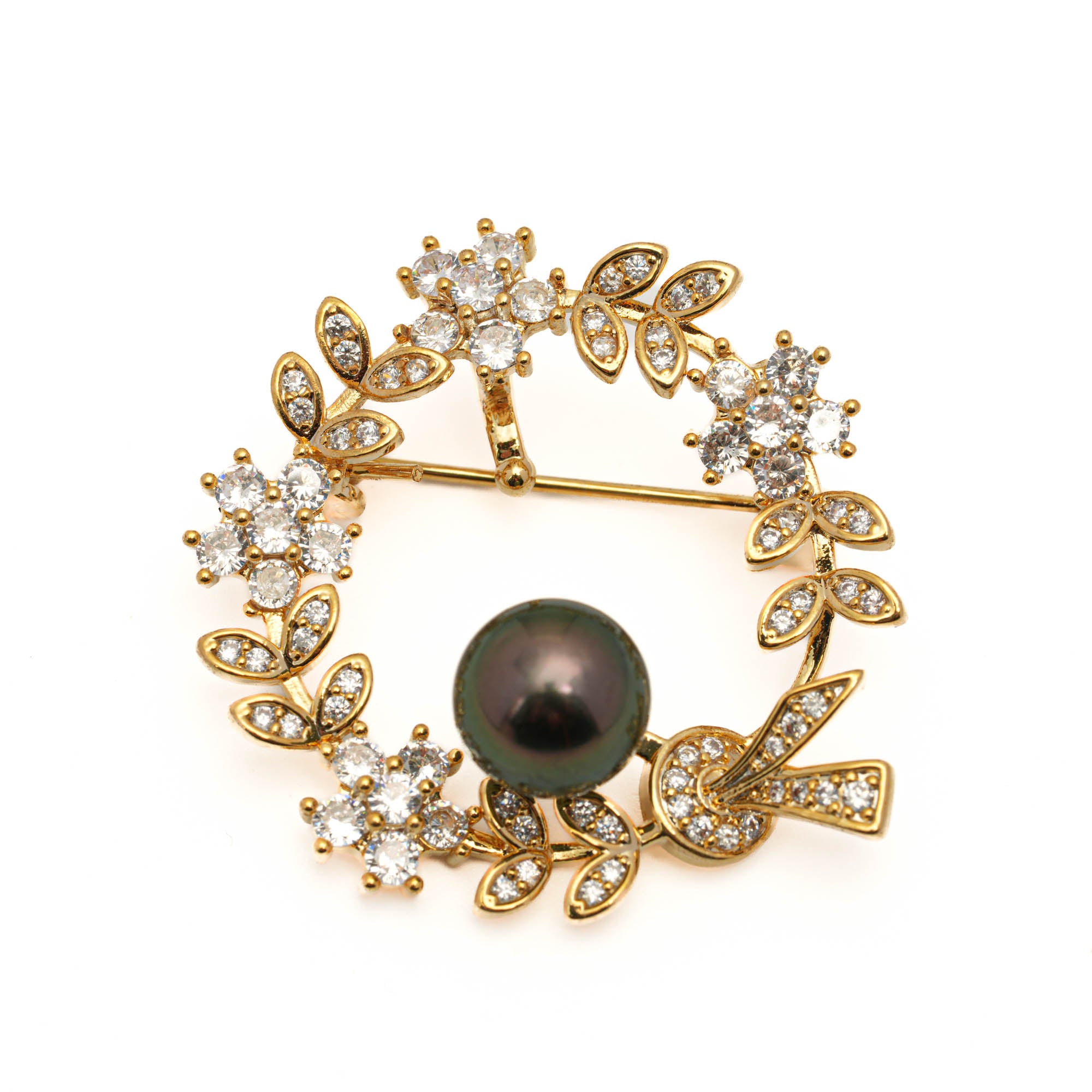 1pcs Tahitian Pearl Brooch 925 Silver SHM2053 THMIX4