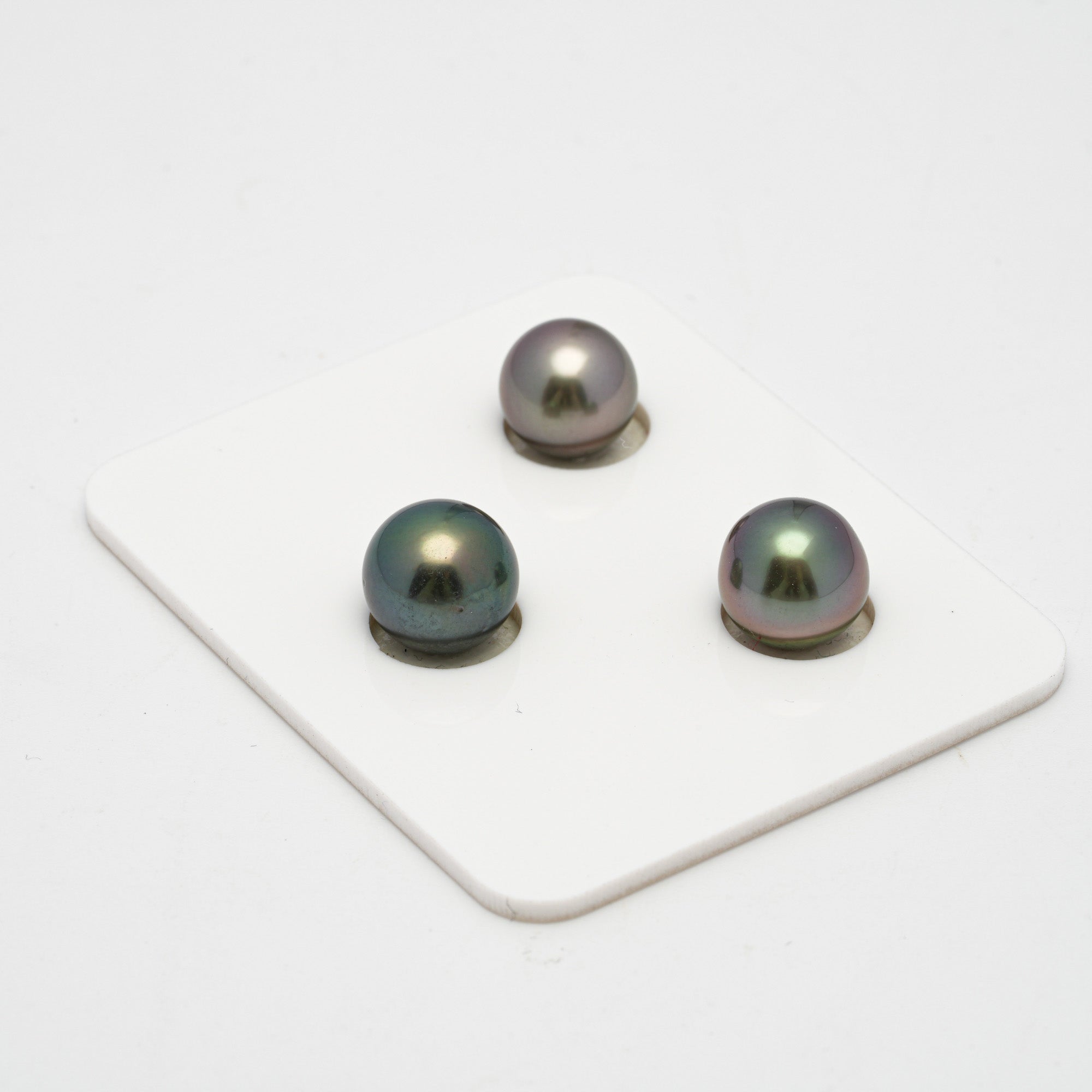3pcs "High Luster" Multicolor 9.3-9.7mm - SR/NR AAA Quality Tahitian Pearl Trio Set ER1244 TH2