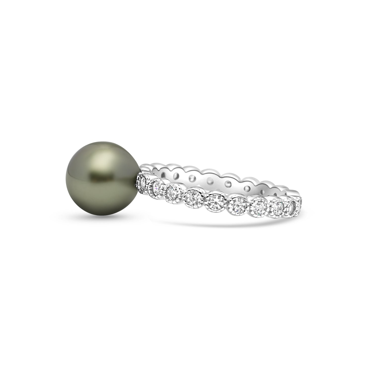 925 Sterling Silver Tahitian Pearl Ring SHM1460 THMIX1