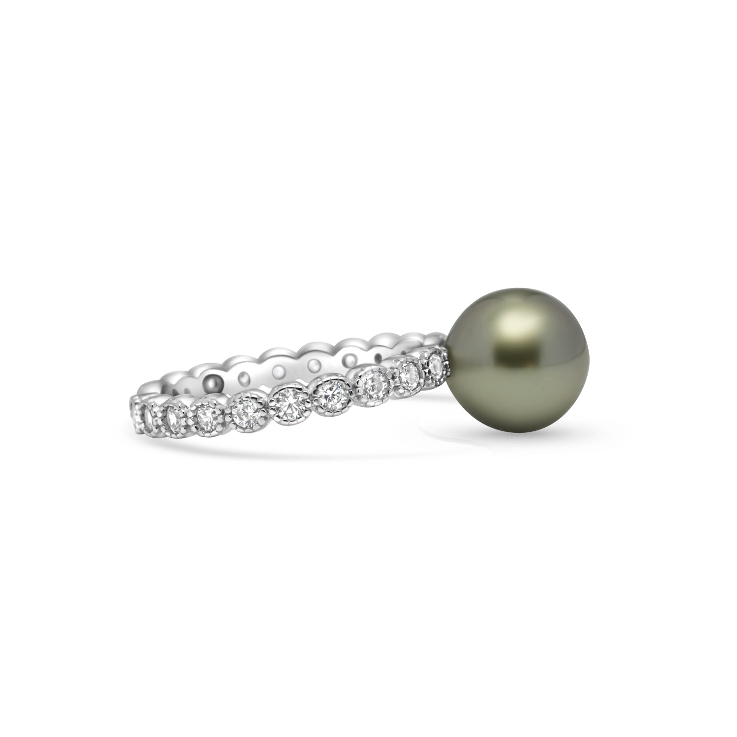 925 Sterling Silver Tahitian Pearl Ring SHM1460 THMIX1