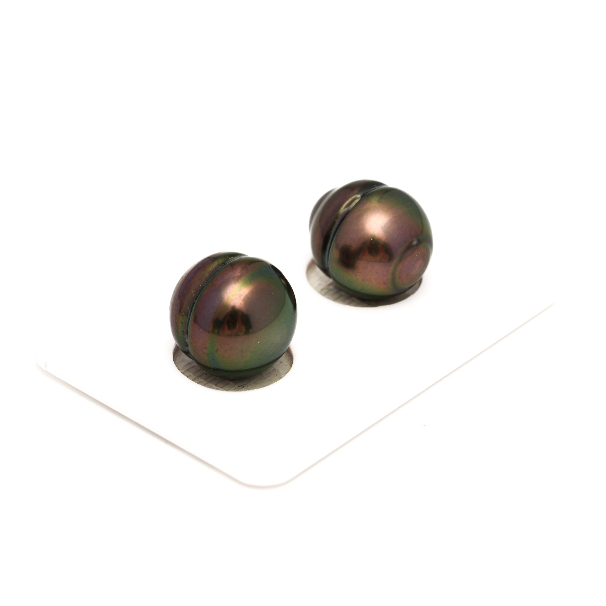 2pcs Brown Green 12.2-12.7mm - CL AAA/AA Quality Tahitian Pearl Pair ER1814 CMP9