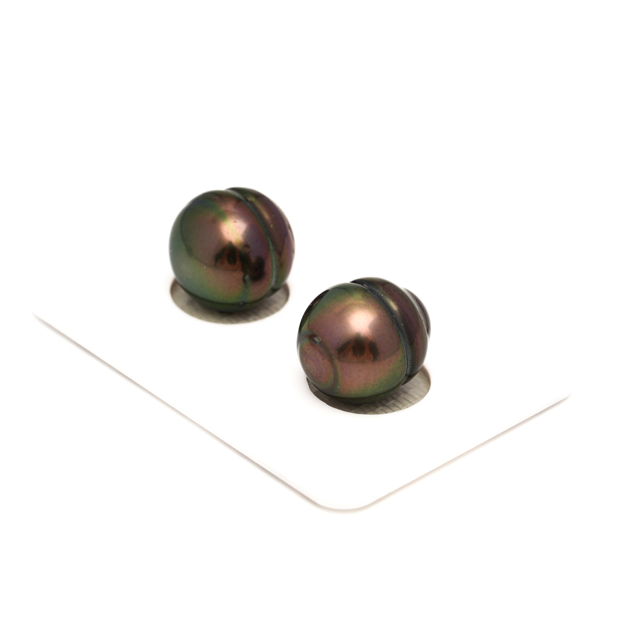 2pcs Brown Green 12.2-12.7mm - CL AAA/AA Quality Tahitian Pearl Pair ER1814 CMP9