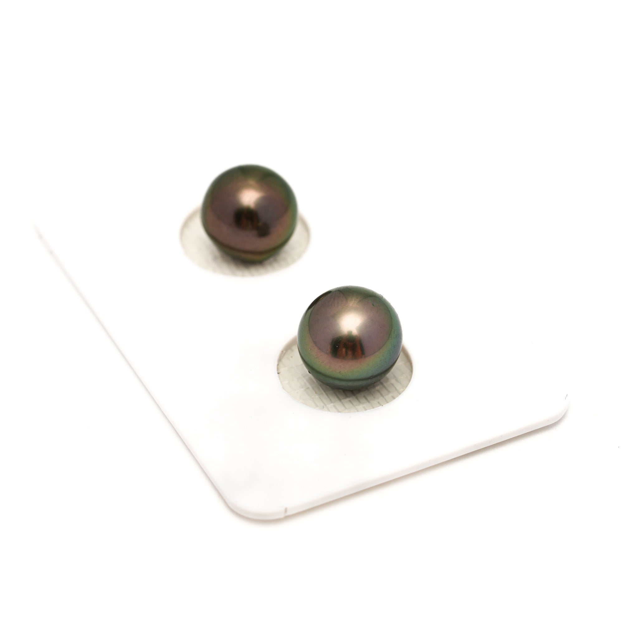 2pcs "High Luster" Green 9.1-9.5mm - RSR AAA Quality Tahitian Pearl Pair ER1774 OR13