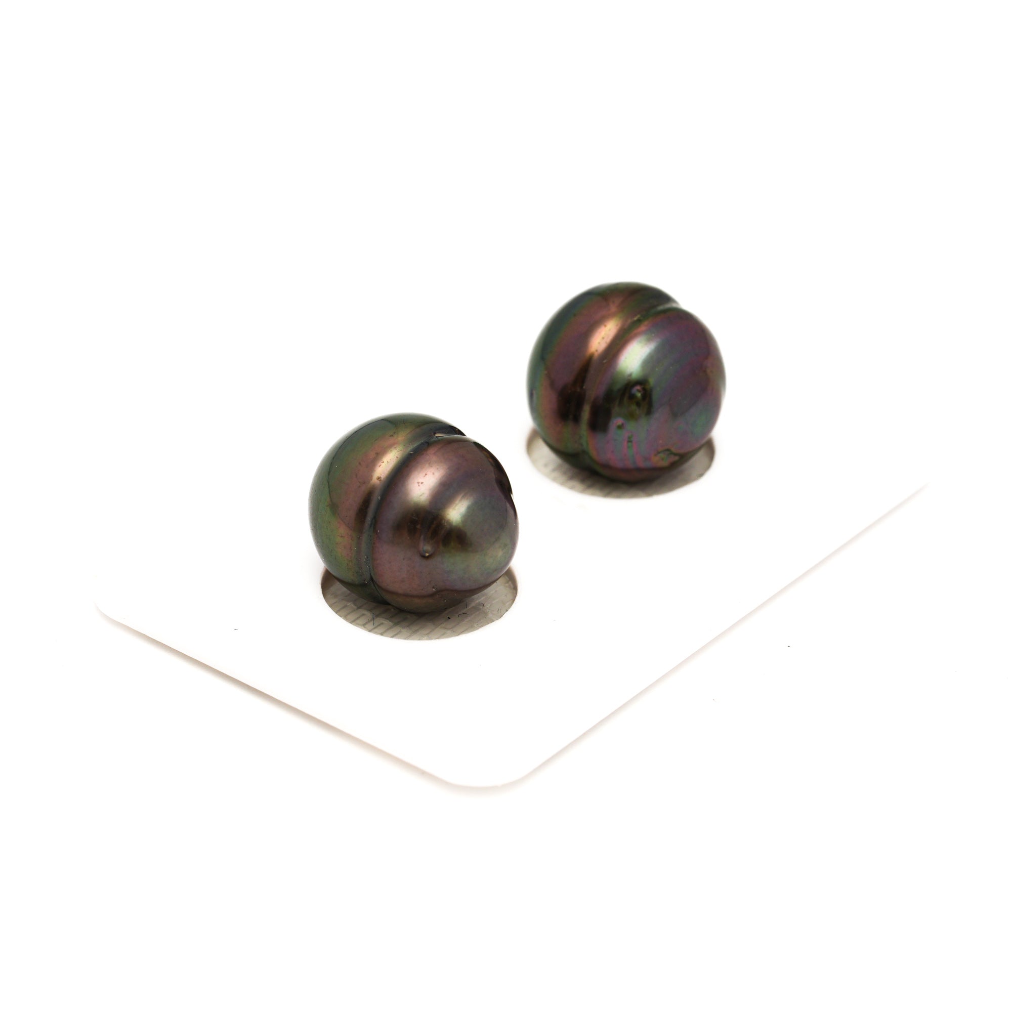 2pcs Brown Green 12.2-12.7mm - CL AAA/AA Quality Tahitian Pearl Pair ER1814 CMP9