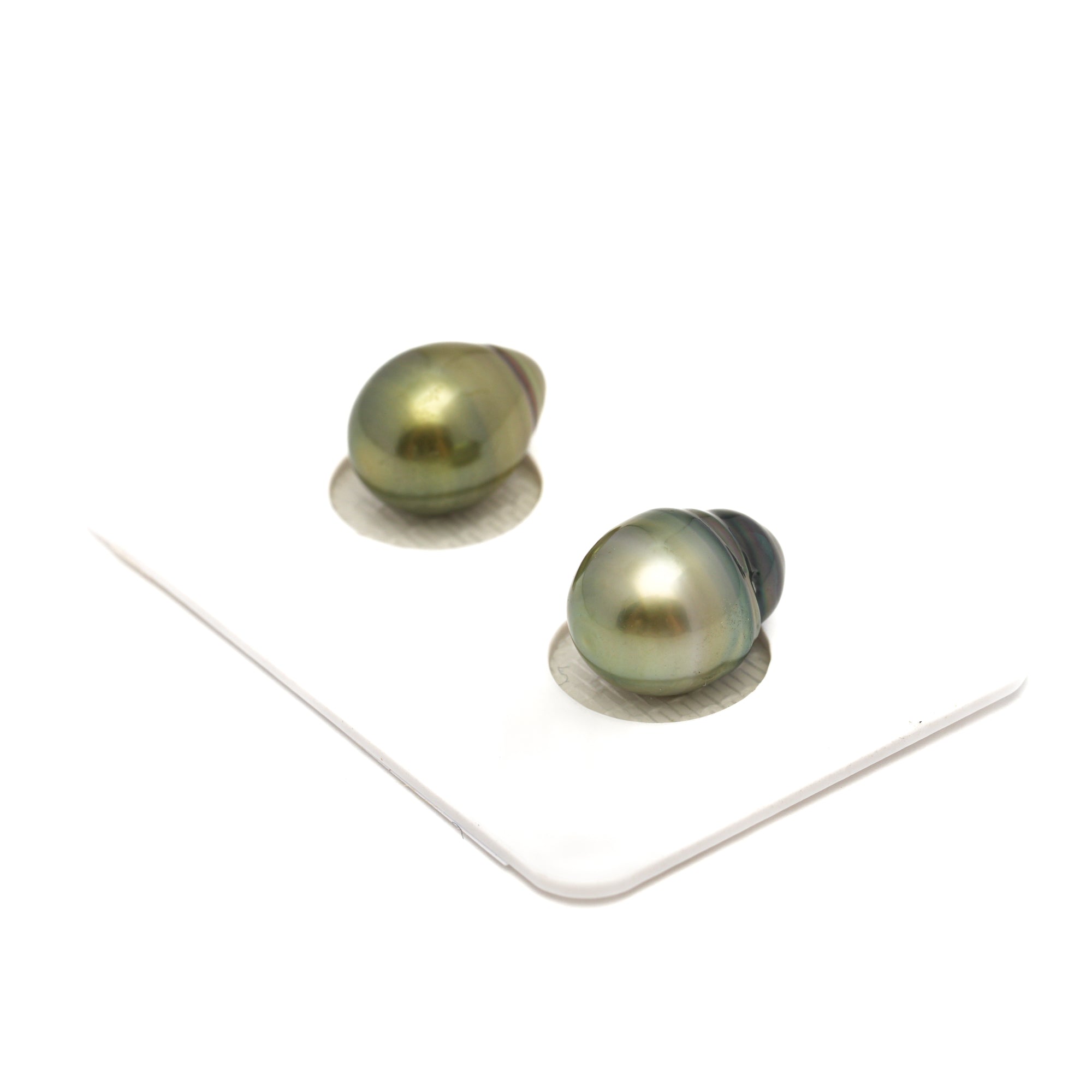 2pcs Yellow Green 9.7-10mm - SB AAA/AA Quality Tahitian Pearl Pair ER1823 TH5