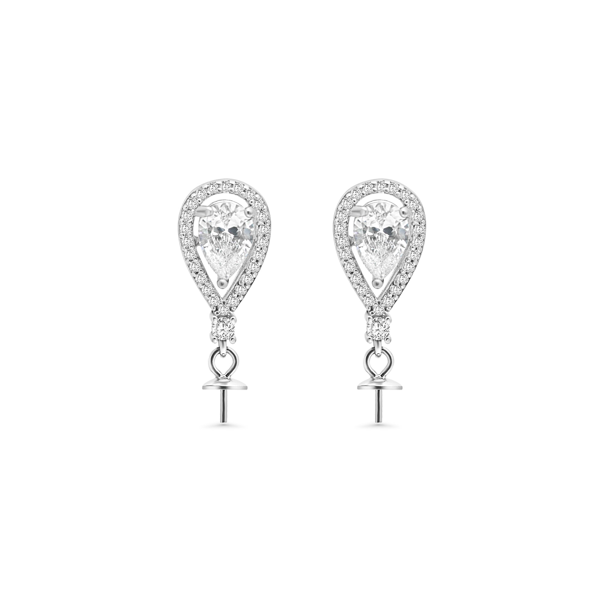 Studs Earring Bails 925 Silver for Pearl SC507