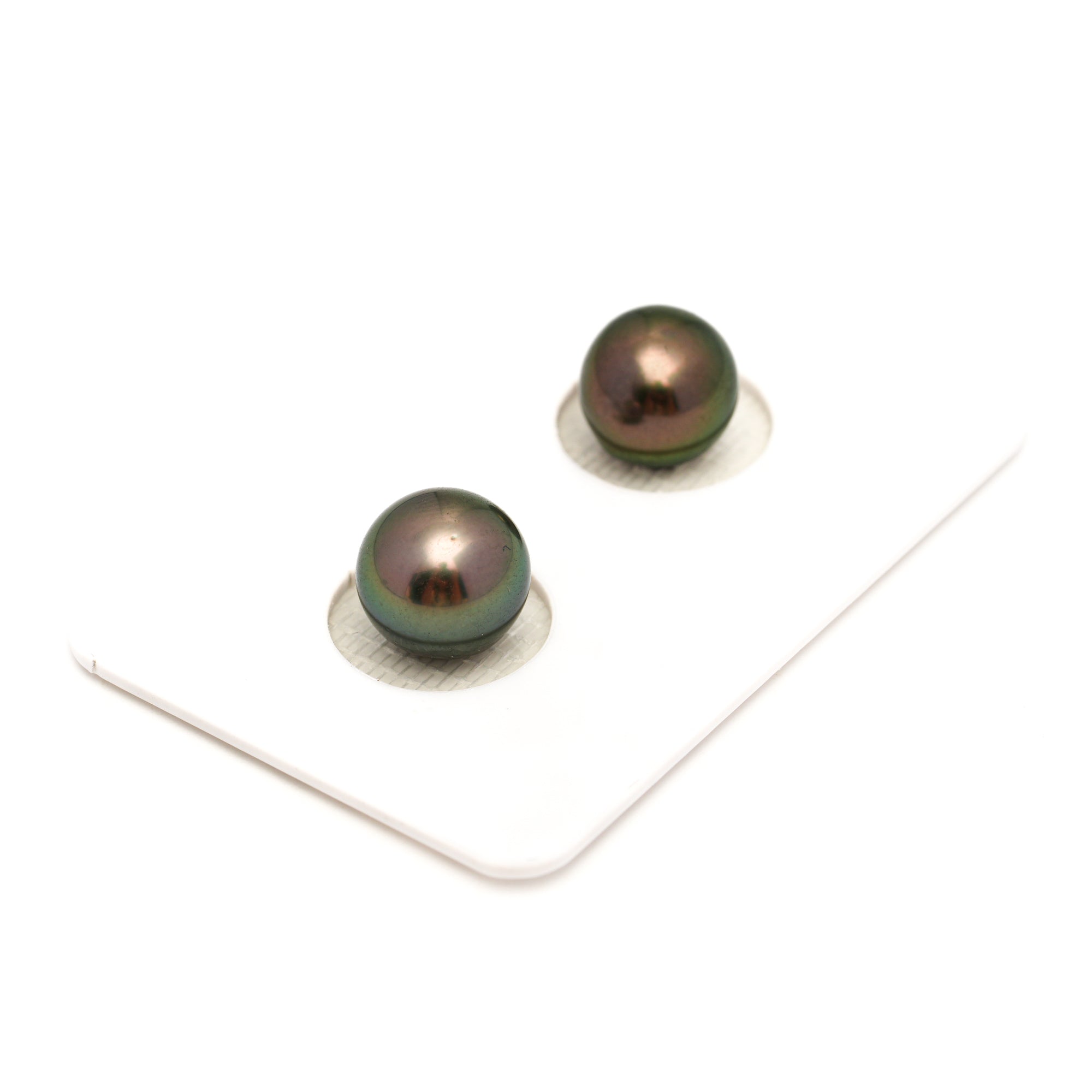 2pcs "High Luster" Green 9.1-9.5mm - RSR AAA Quality Tahitian Pearl Pair ER1774 OR13