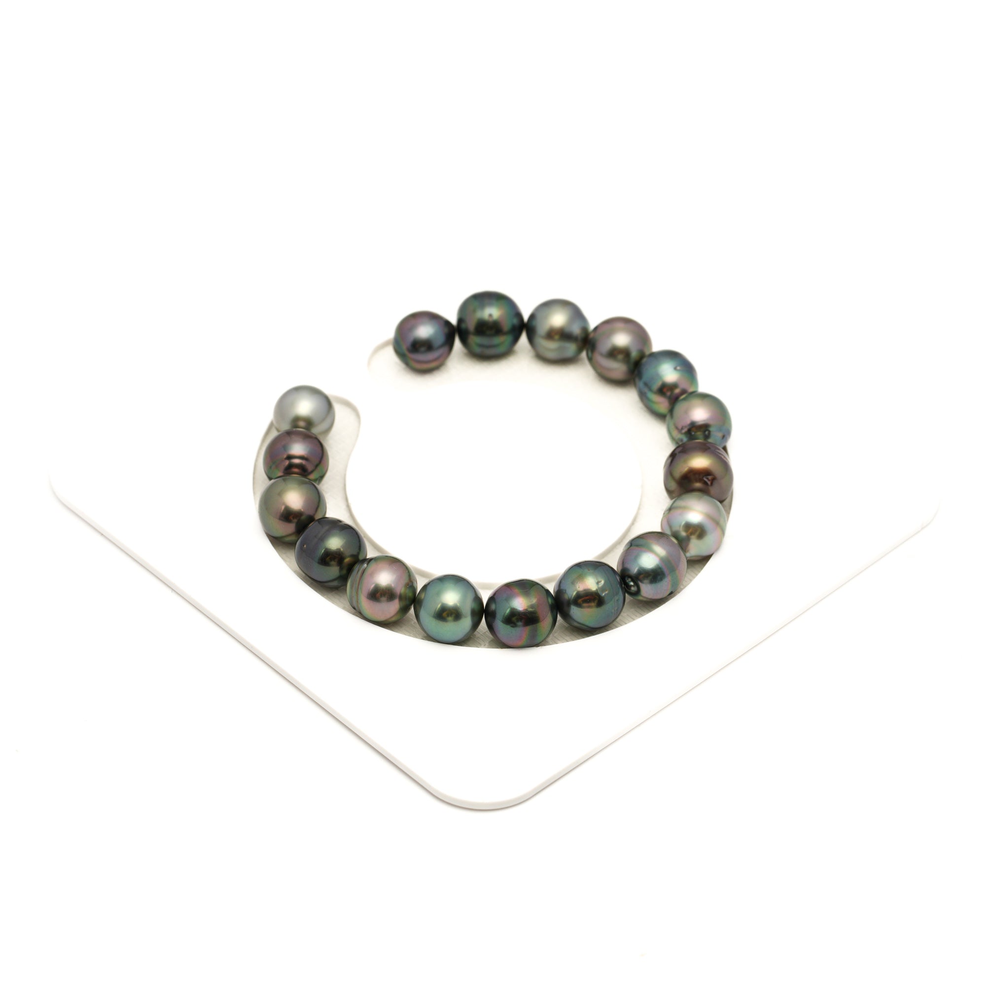 17pcs "High Luster" Green Mix 9-10mm - SB AAA Quality Tahitian Pearl Bracelet BR2485 LP2