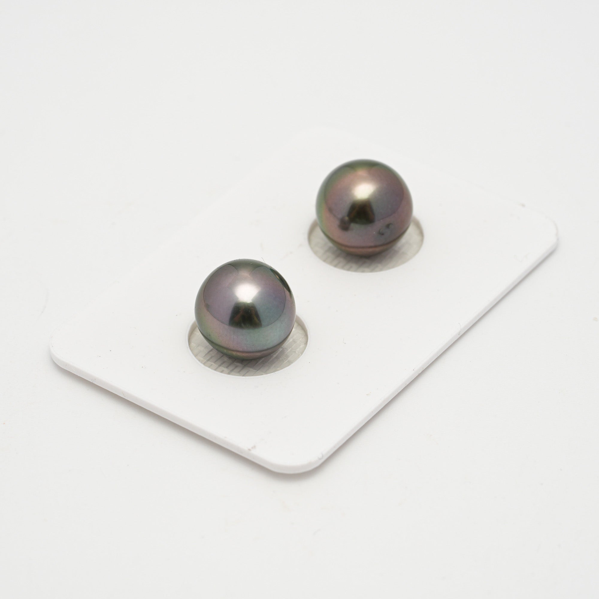 2pcs Green Cherry 10.2-10.3mm - NR AAA Quality Tahitian Pearl Pair ER1606 OR11
