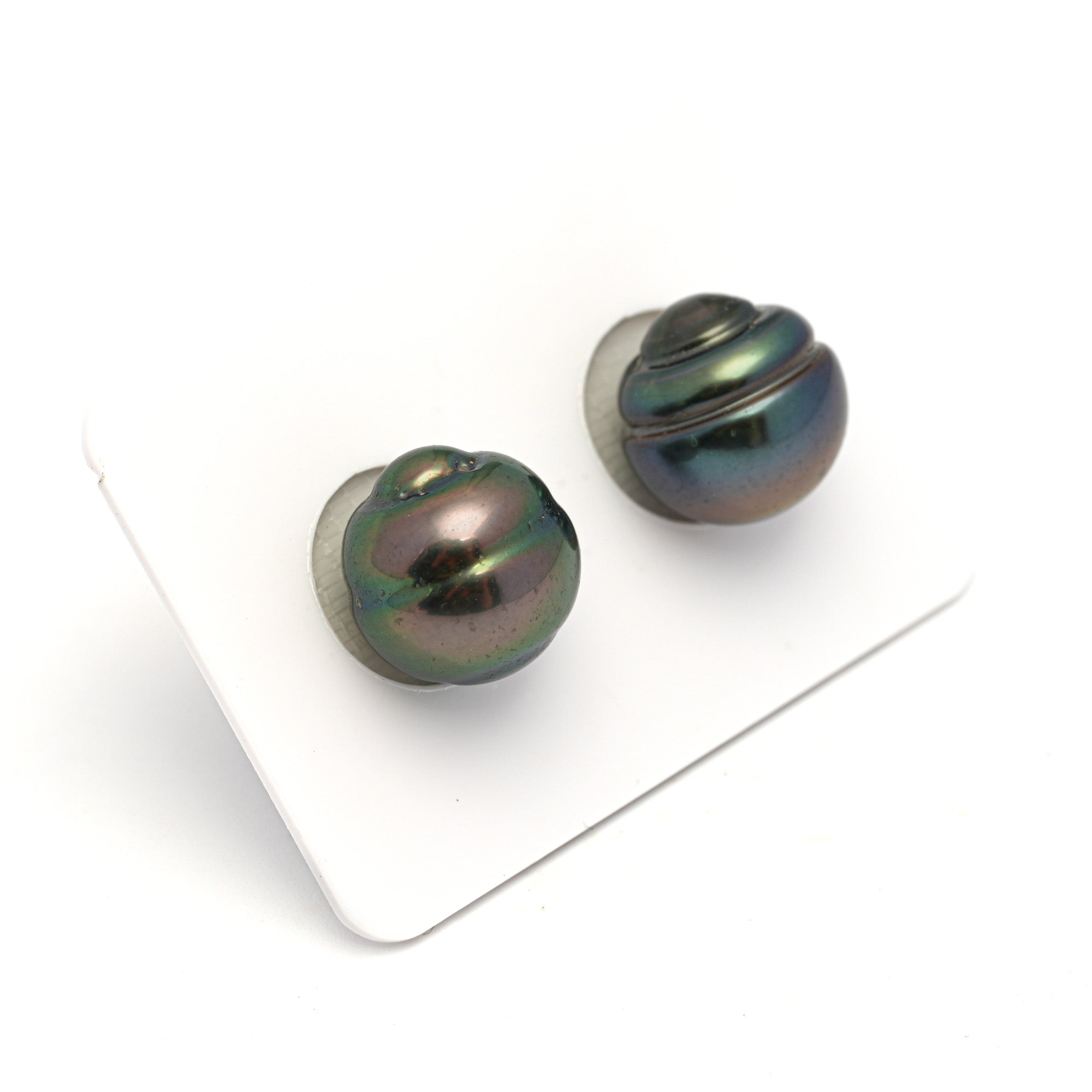 2pcs "High Luster" Multicolor 12.7-12.8mm - CL/SB AAA Quality Tahitian Pearl Pair ER1709 CMP9