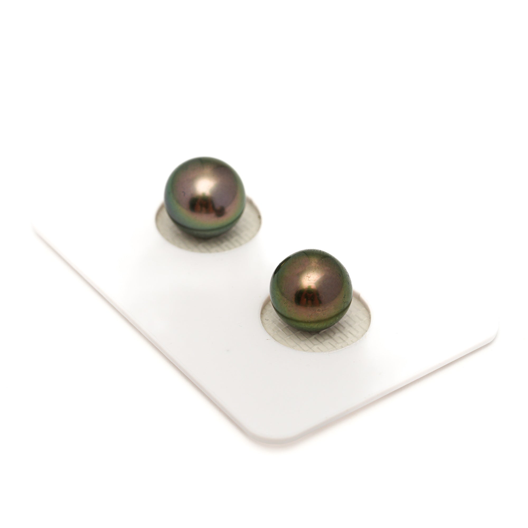 2pcs "High Luster" Green 9.1-9.5mm - RSR AAA Quality Tahitian Pearl Pair ER1774 OR13
