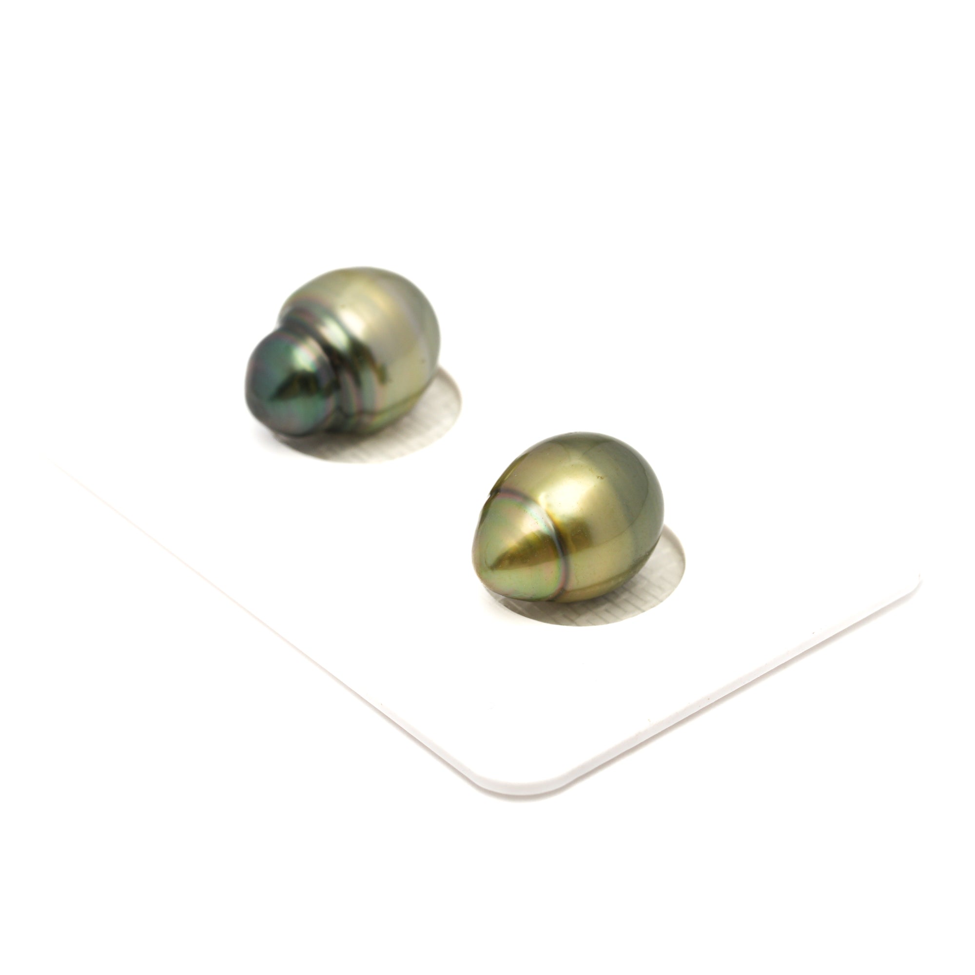 2pcs Yellow Green 9.7-10mm - SB AAA/AA Quality Tahitian Pearl Pair ER1823 TH5