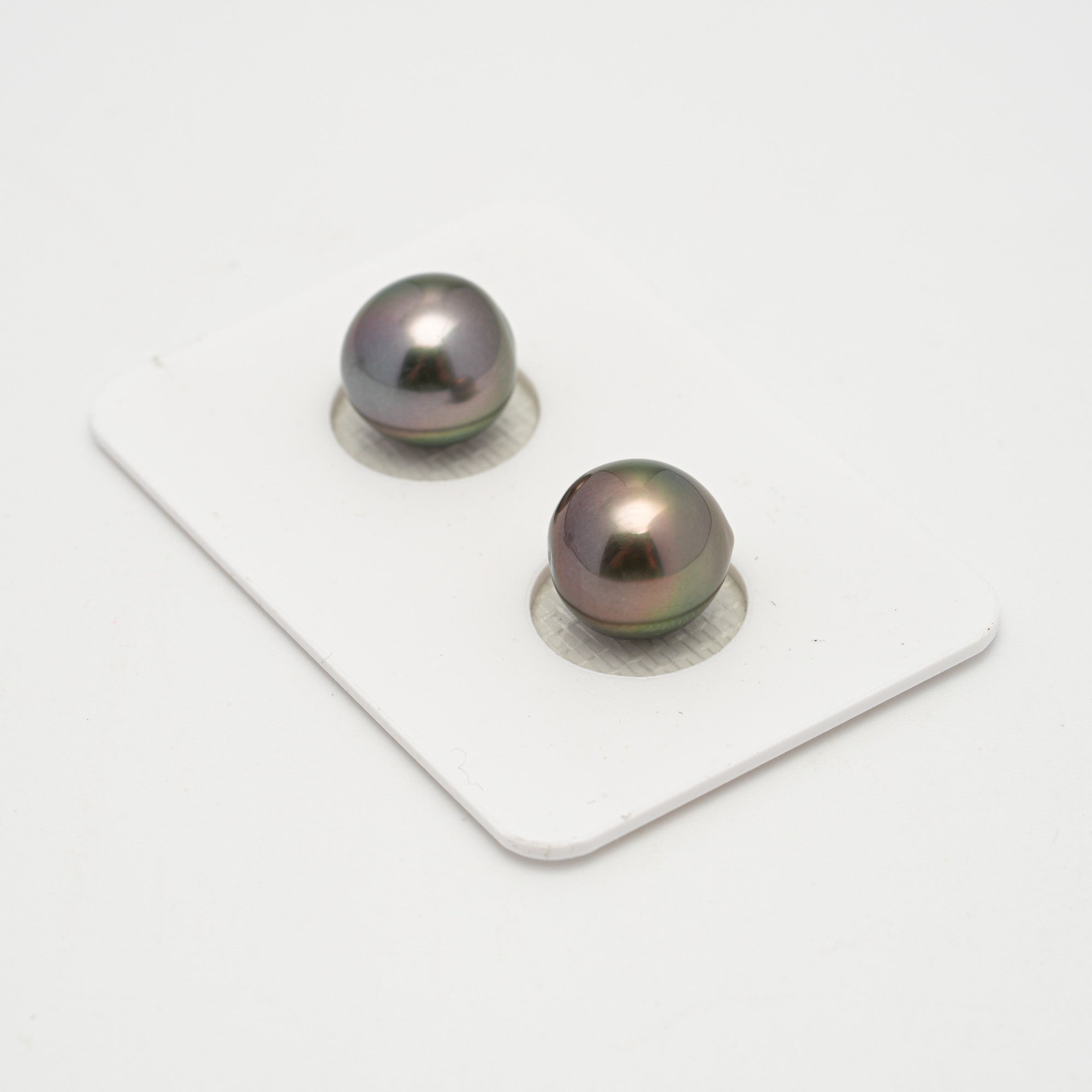 2pcs Green Cherry 10.2-10.3mm - NR AAA Quality Tahitian Pearl Pair ER1606 OR11