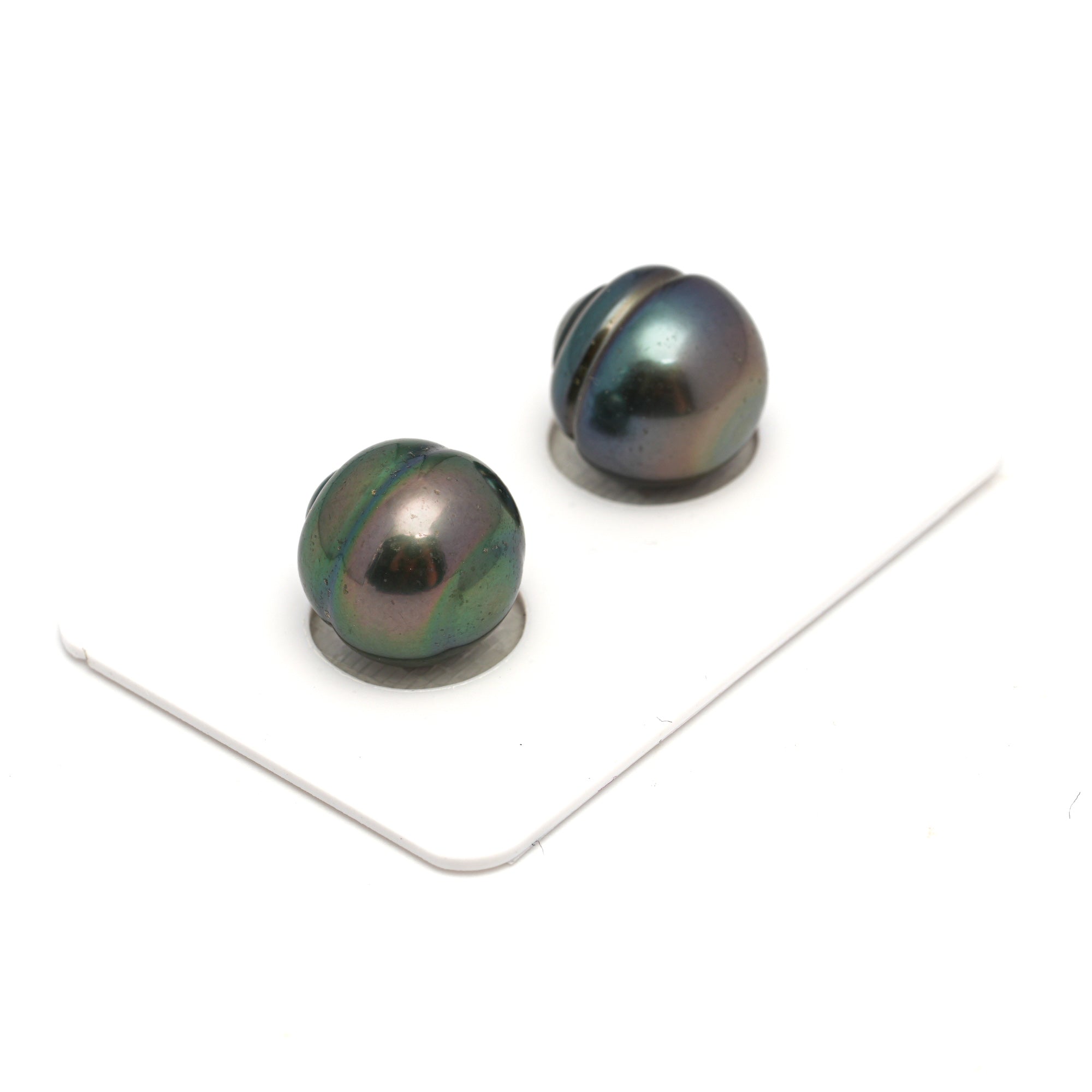 2pcs "High Luster" Multicolor 12.7-12.8mm - CL/SB AAA Quality Tahitian Pearl Pair ER1709 CMP9