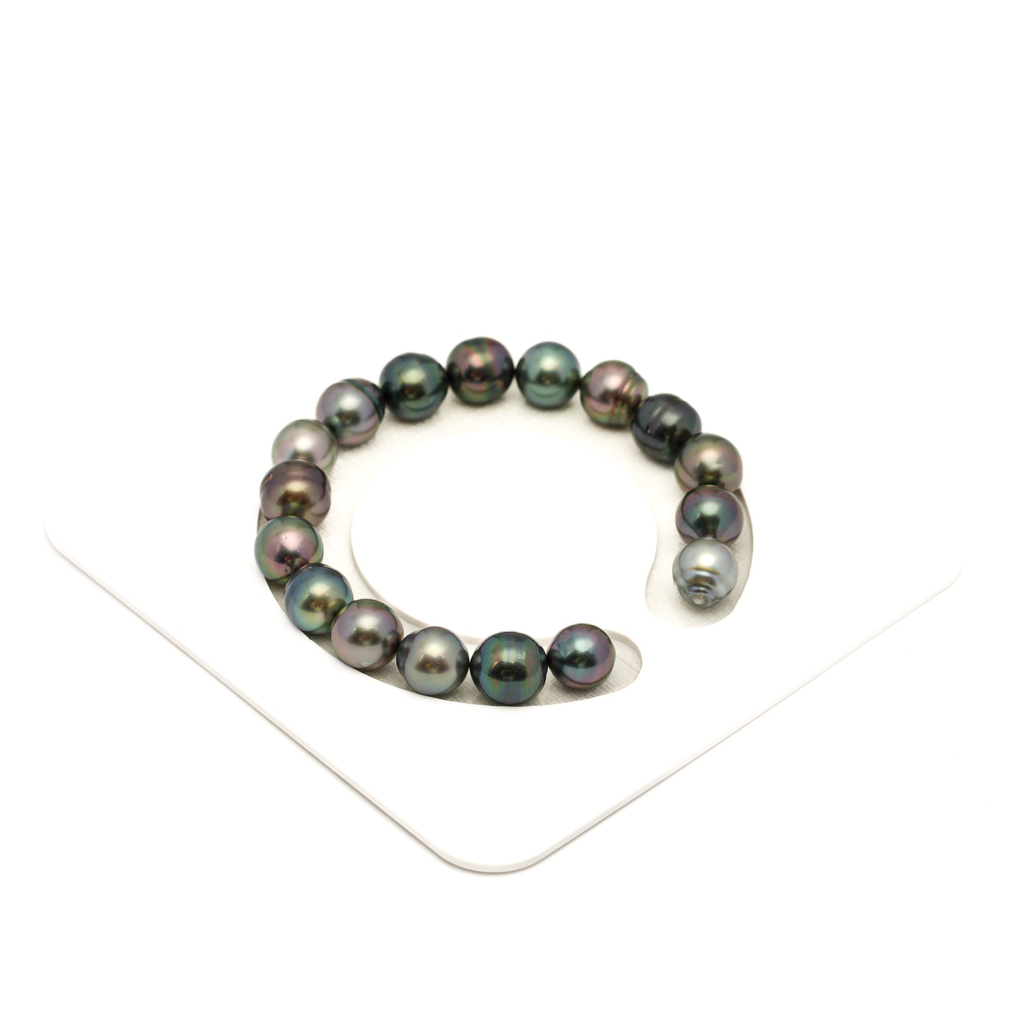 17pcs "High Luster" Green Mix 9-10mm - SB AAA Quality Tahitian Pearl Bracelet BR2485 LP2
