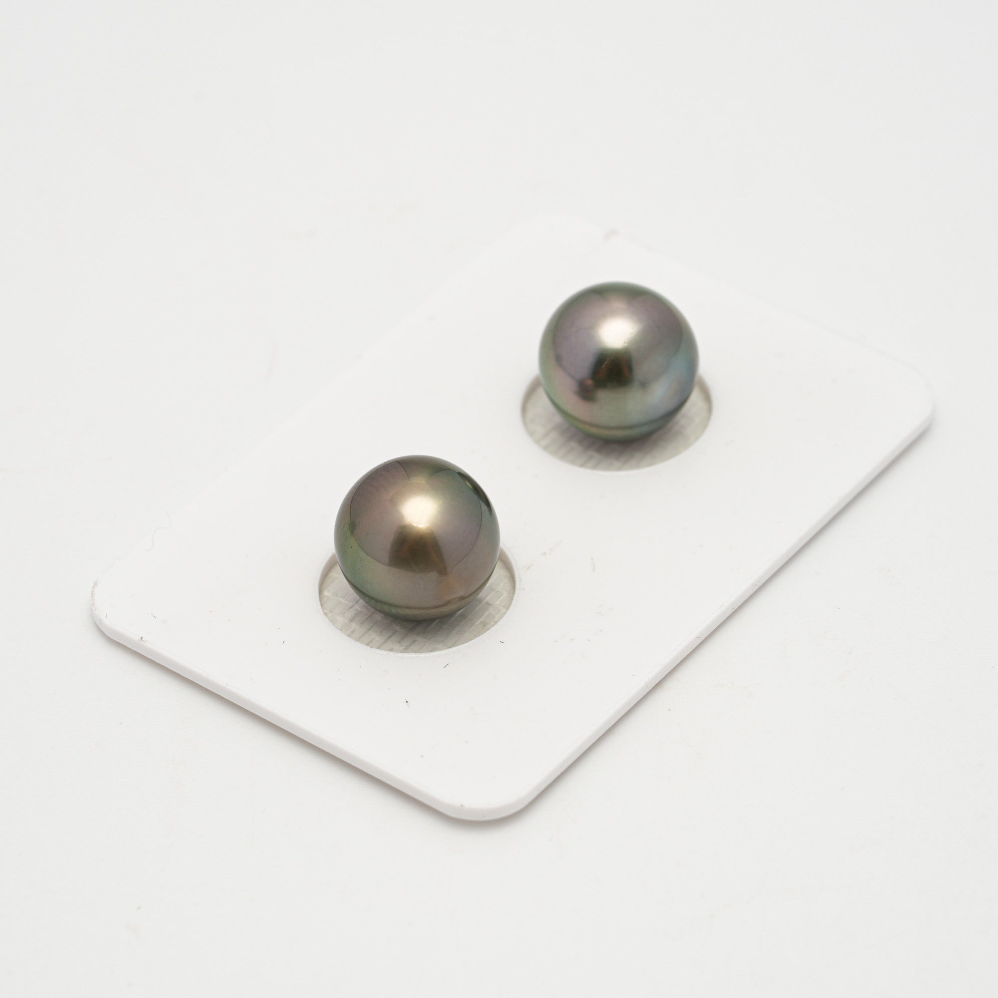 2pcs Green Cherry 10.2-10.3mm - NR AAA Quality Tahitian Pearl Pair ER1606 OR11