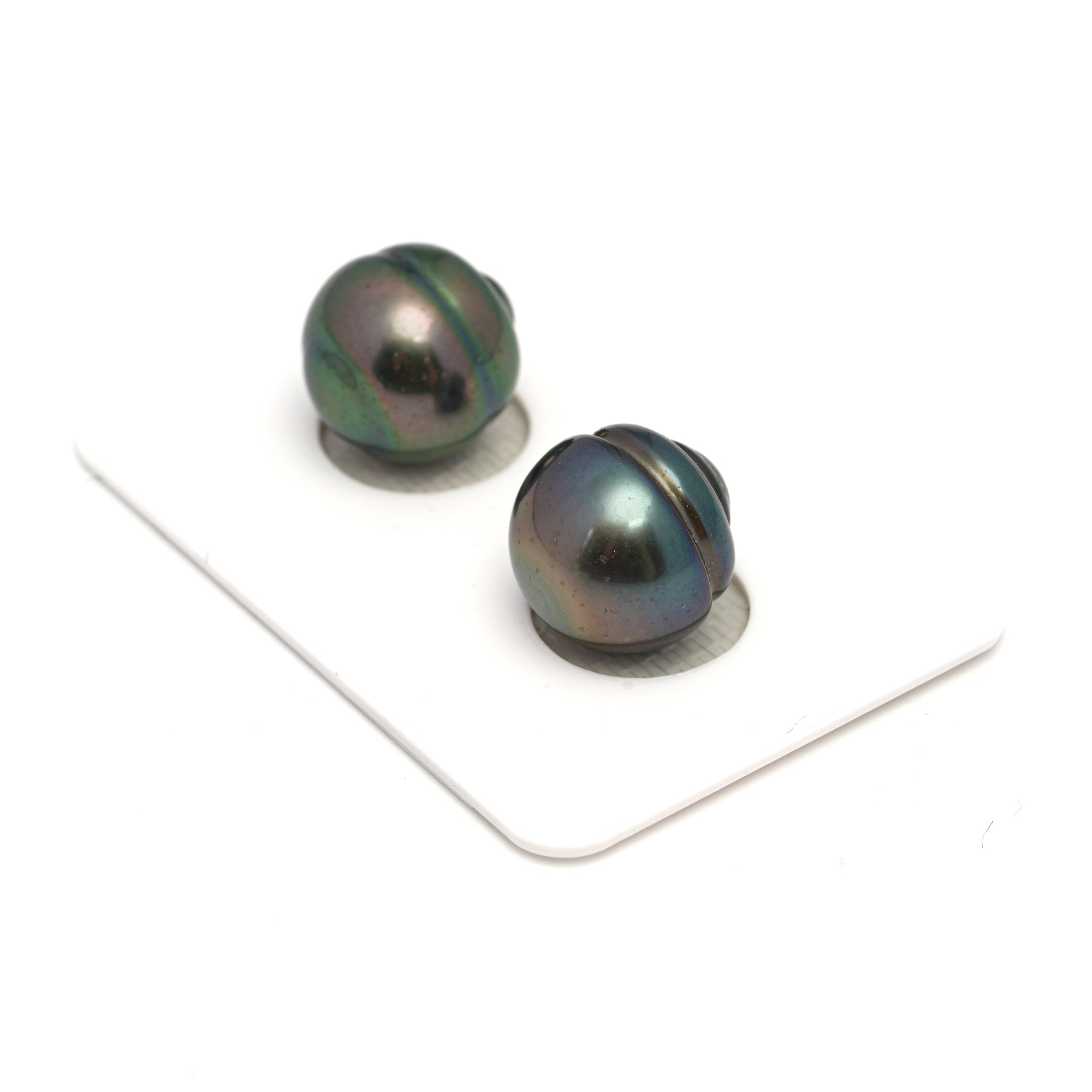 2pcs "High Luster" Multicolor 12.7-12.8mm - CL/SB AAA Quality Tahitian Pearl Pair ER1709 CMP9