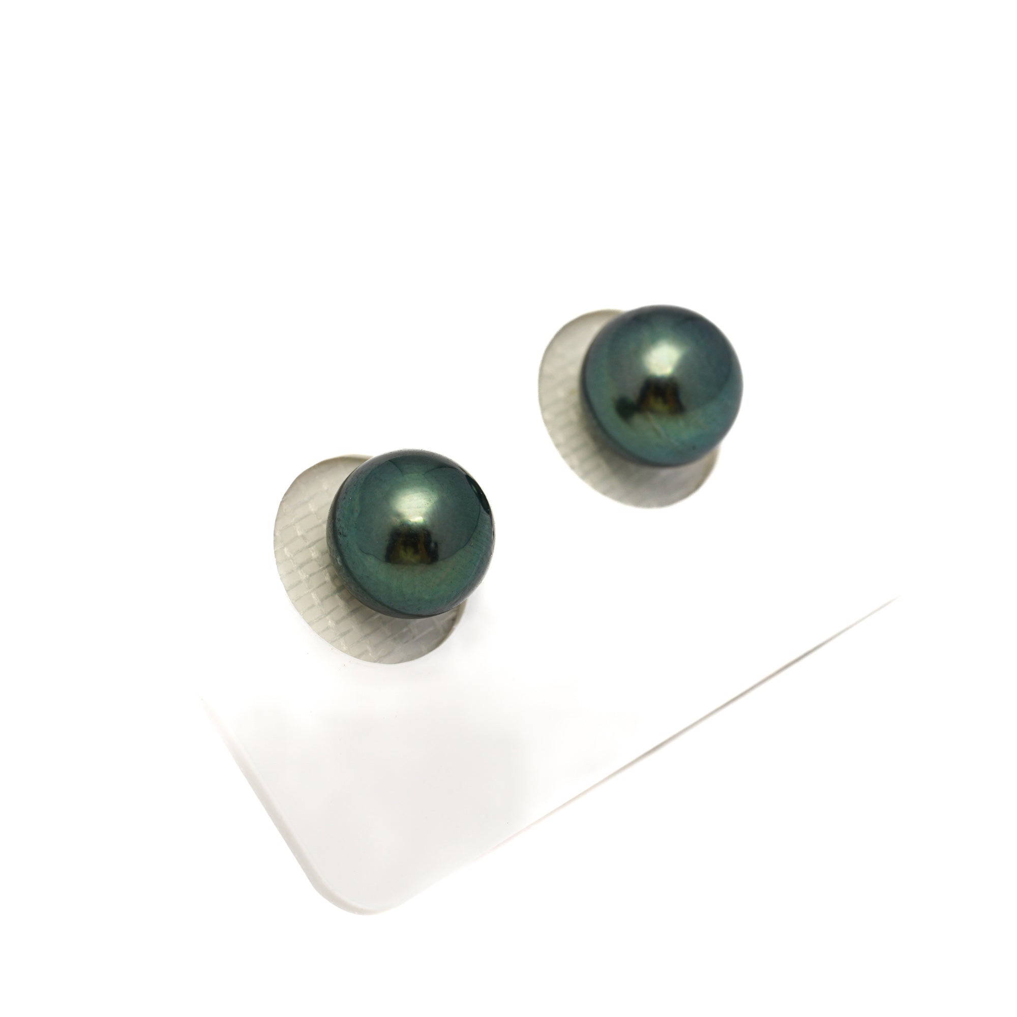 2pcs Blue Green 9.3mm - RSR AA/AAA Quality Tahitian Pearl Pair ER1748 OR13