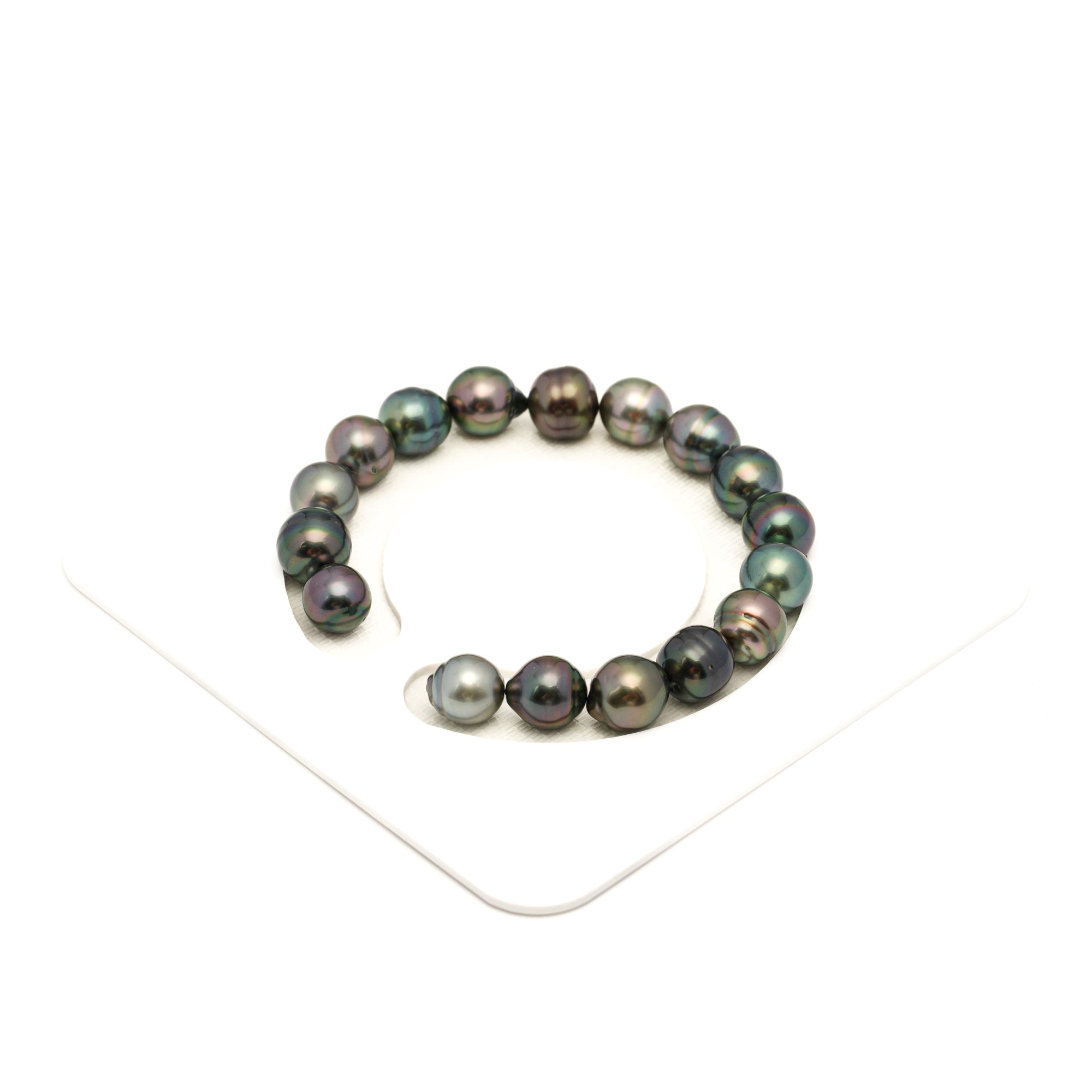 17pcs "High Luster" Green Mix 9-10mm - SB AAA Quality Tahitian Pearl Bracelet BR2485 LP2