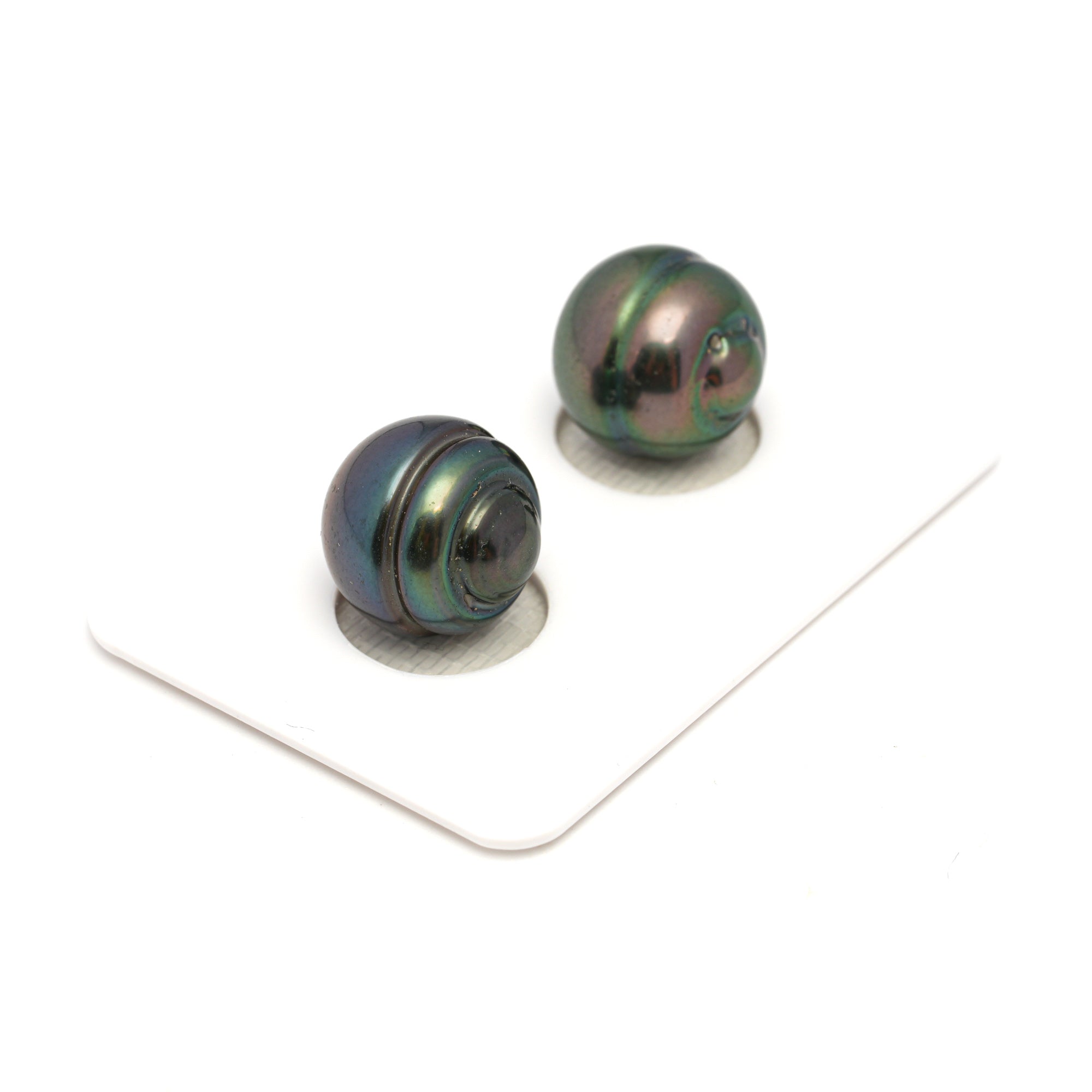 2pcs "High Luster" Multicolor 12.7-12.8mm - CL/SB AAA Quality Tahitian Pearl Pair ER1709 CMP9