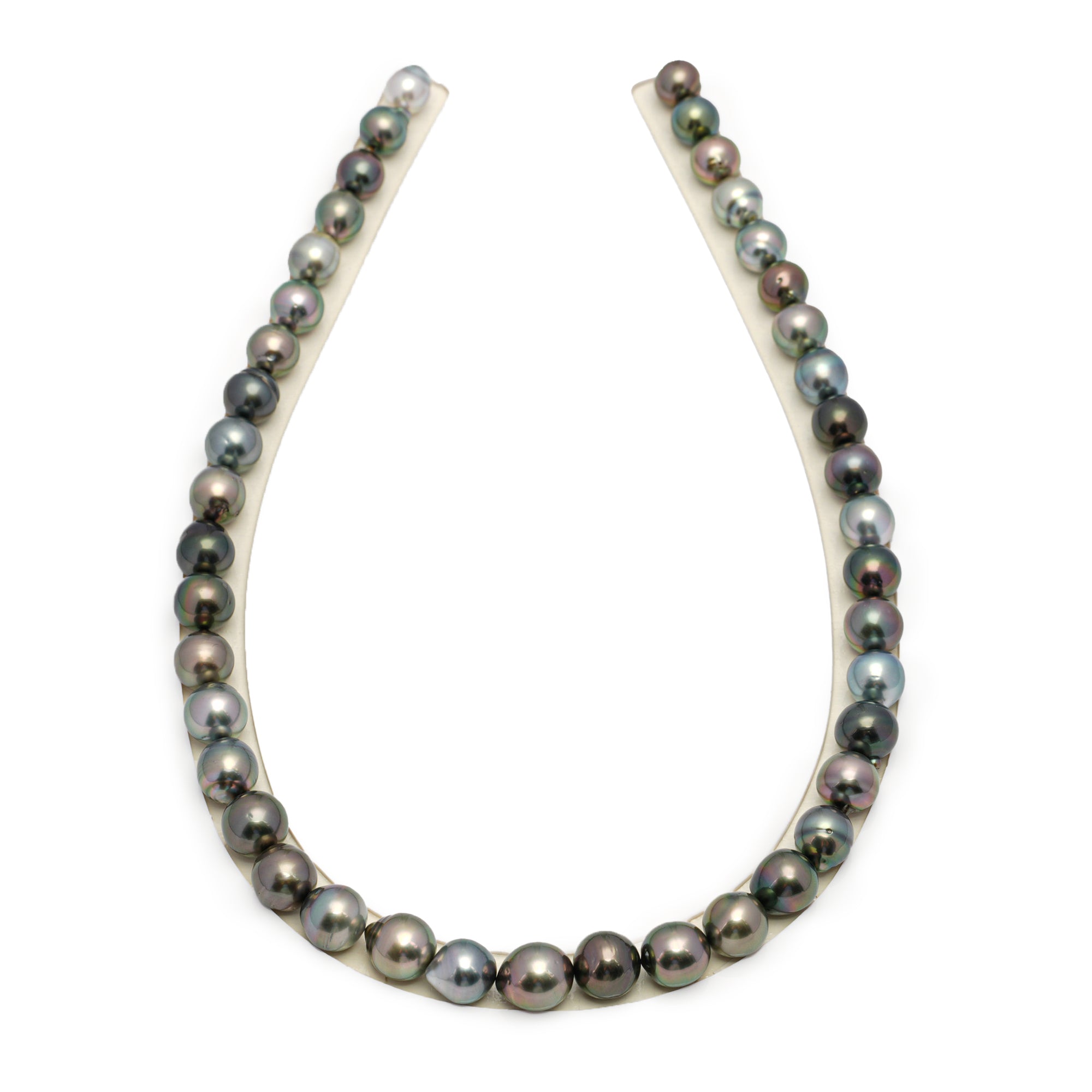 42pcs "High Luster" Green Mix 8-11mm - CL/SB AAA/AA Quality Tahitian Pearl Necklace NL1614 HL3