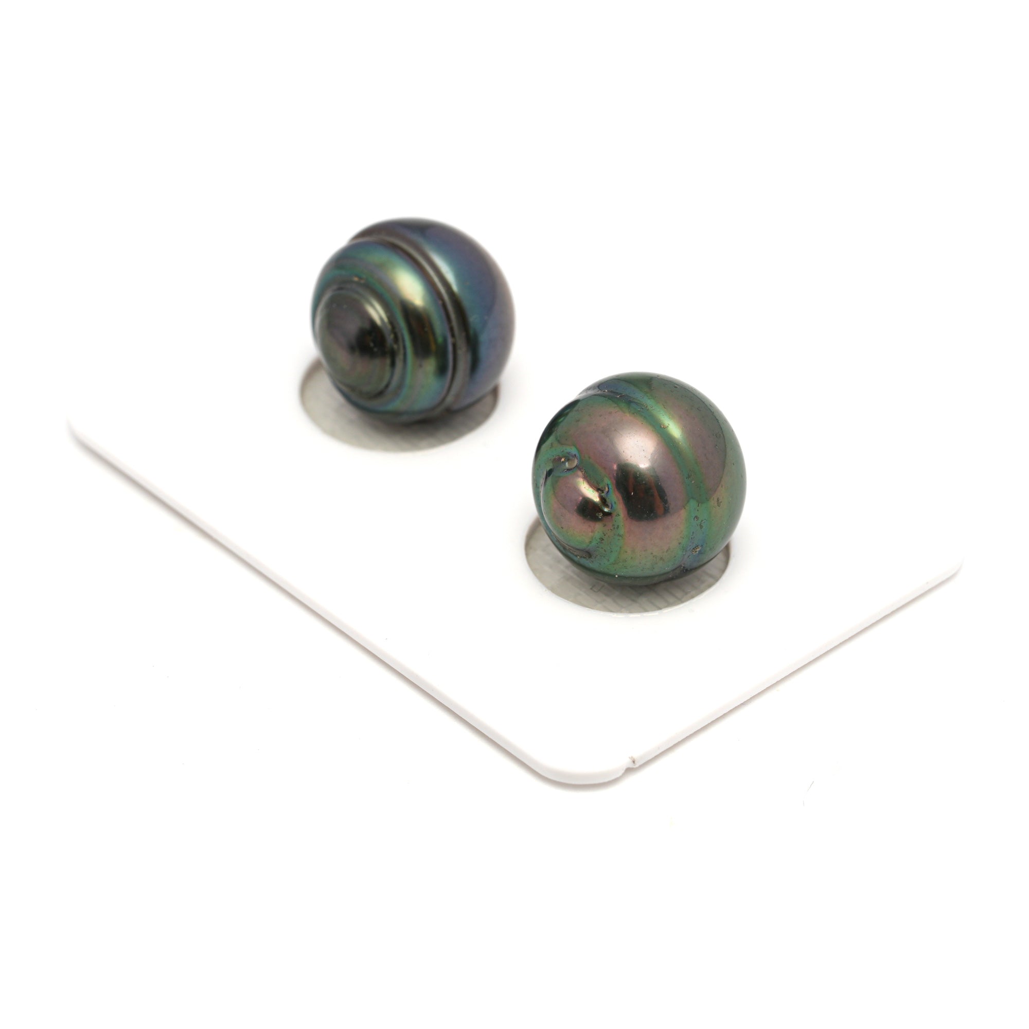 2pcs "High Luster" Multicolor 12.7-12.8mm - CL/SB AAA Quality Tahitian Pearl Pair ER1709 CMP9