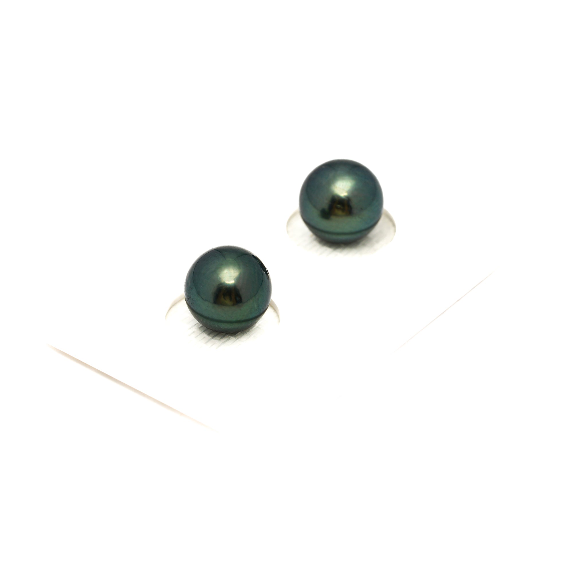 2pcs Blue Green 9.3mm - RSR AA/AAA Quality Tahitian Pearl Pair ER1748 OR13