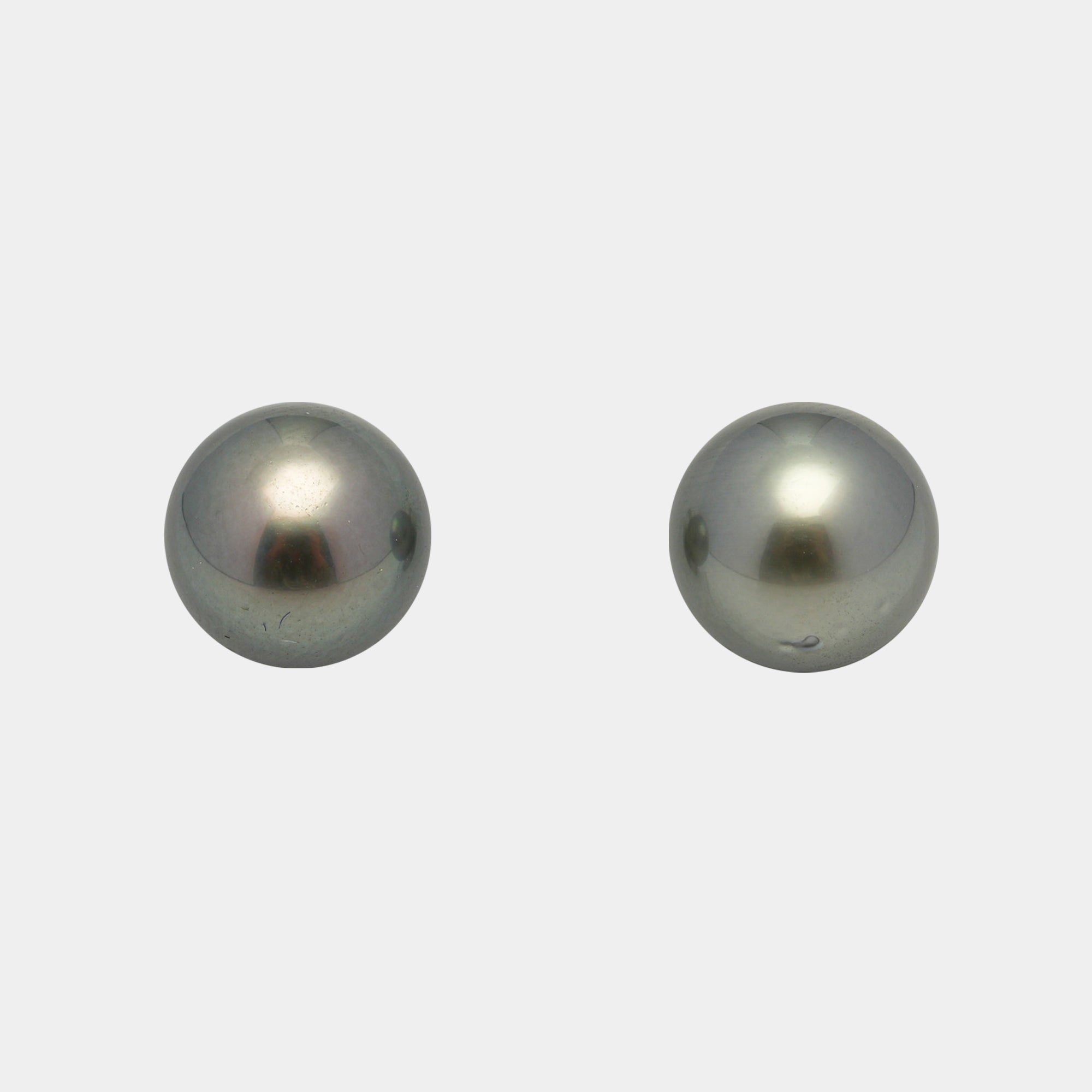 2pcs Green 10.3mm - NR AAA Quality Tahitian Pearl Pair ER1598 OR11