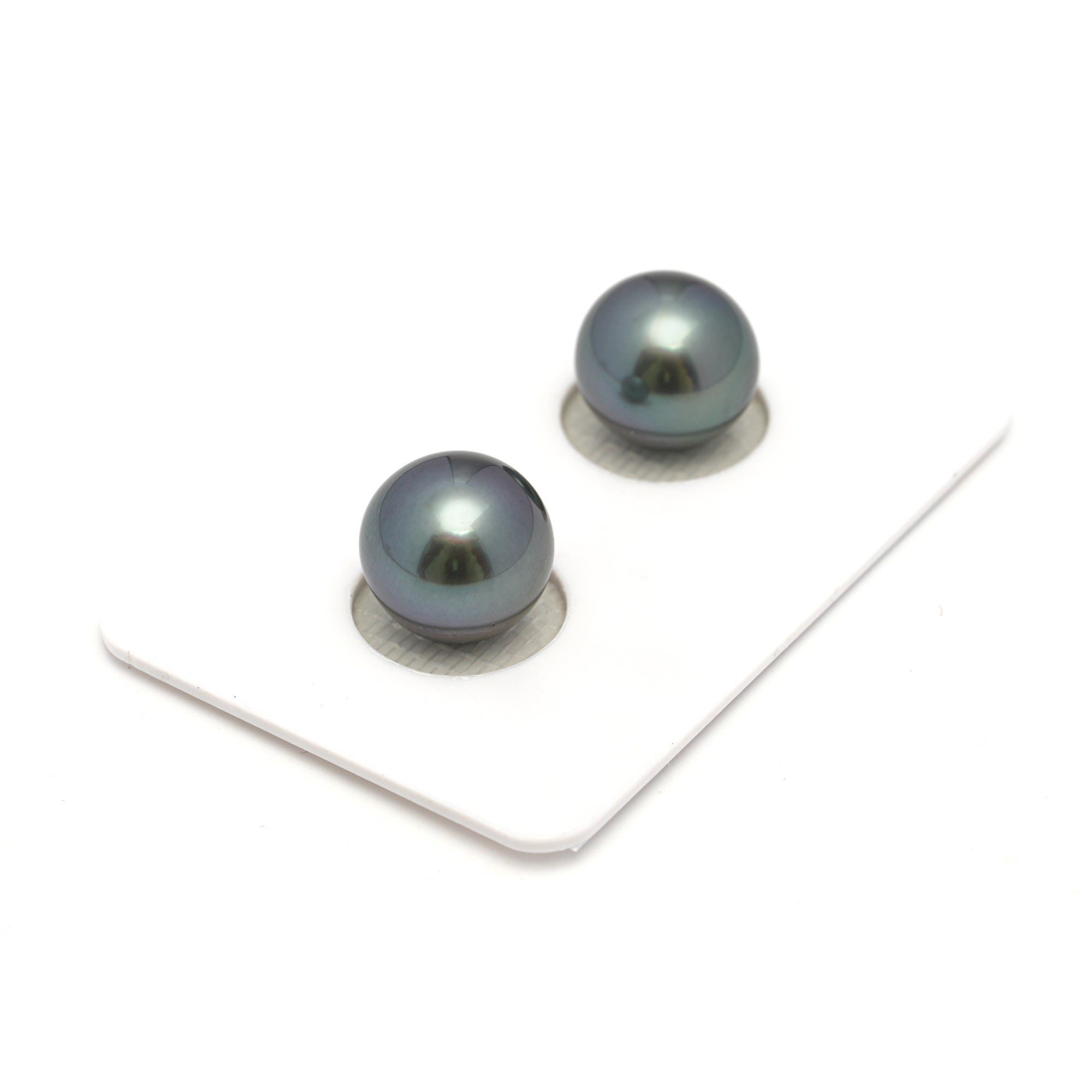 2pcs Light Blue 10.4-10.9mm - OV AAA/TOP Quality Tahitian Pearl Pair ER1686 OR11