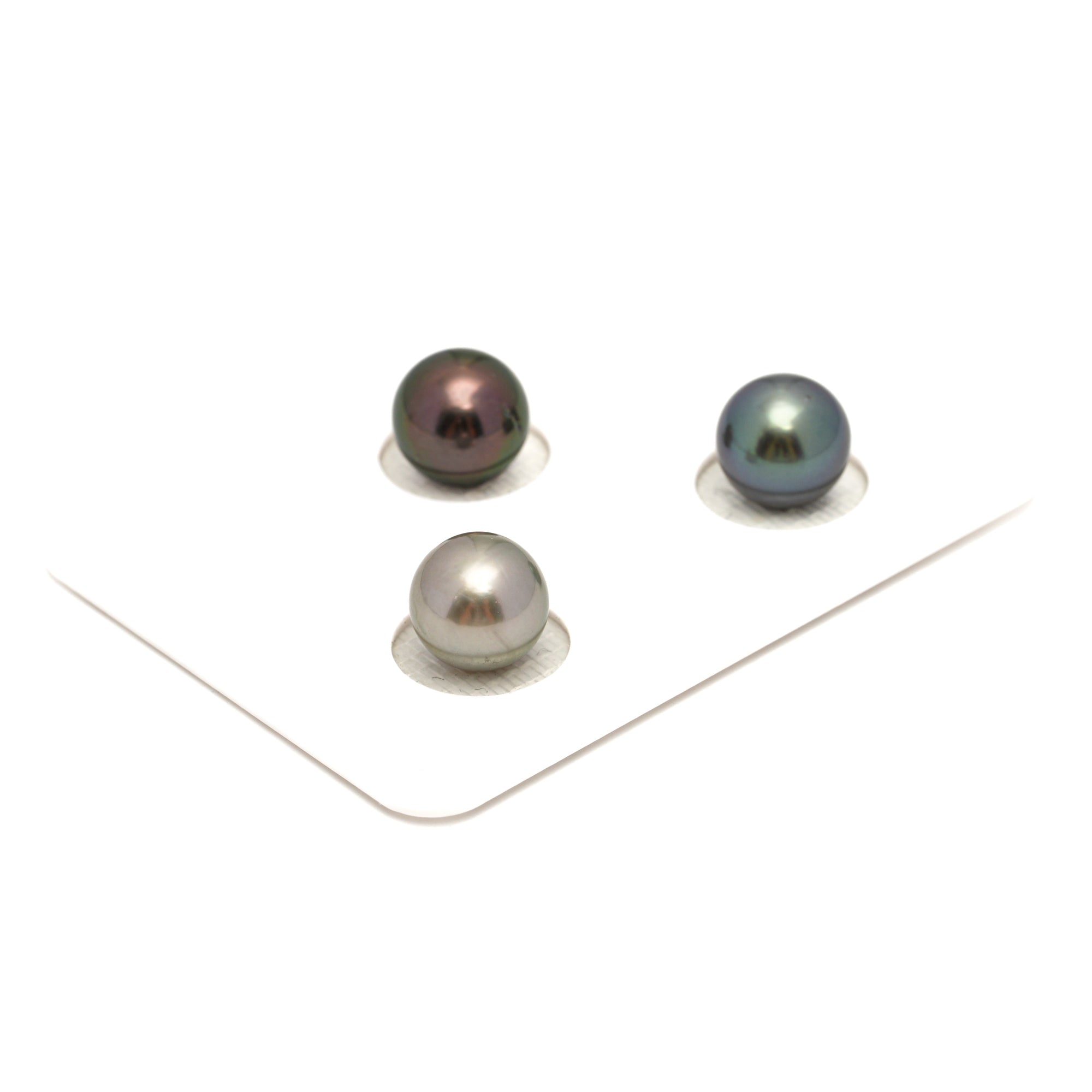 3pcs Multicolor 9.5-9.9mm - RSR AAA/AA Quality Tahitian Pearl Trio Set ER1832 OR13
