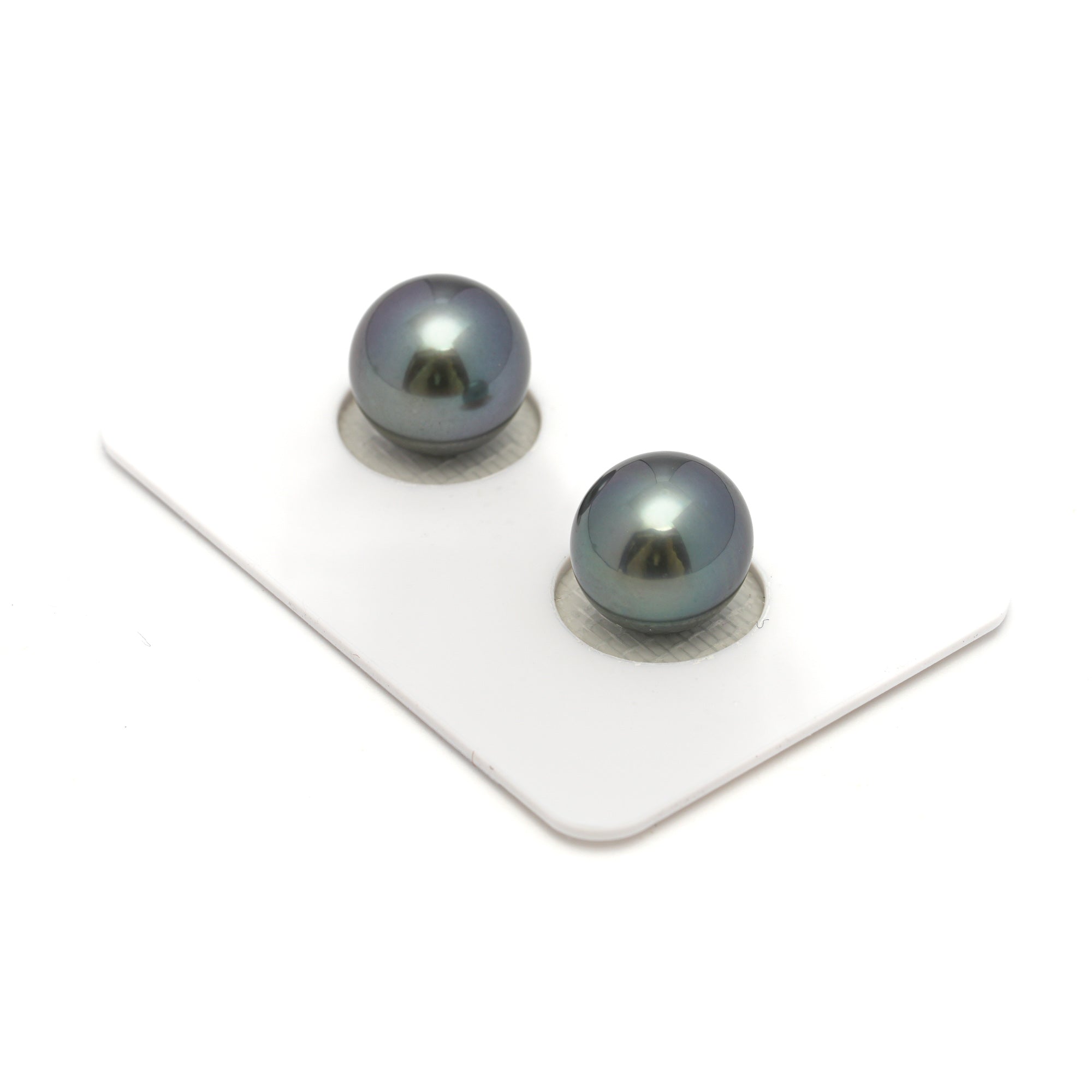 2pcs Light Blue 10.4-10.9mm - OV AAA/TOP Quality Tahitian Pearl Pair ER1686 OR11