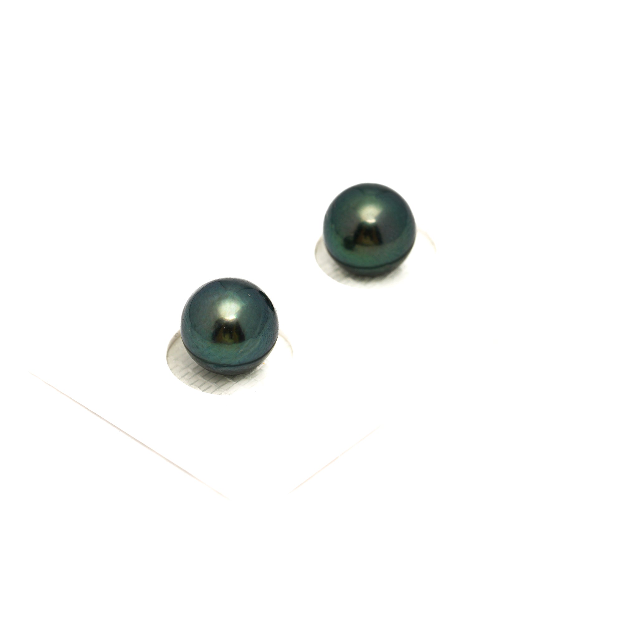 2pcs Blue Green 9.3mm - RSR AA/AAA Quality Tahitian Pearl Pair ER1748 OR13