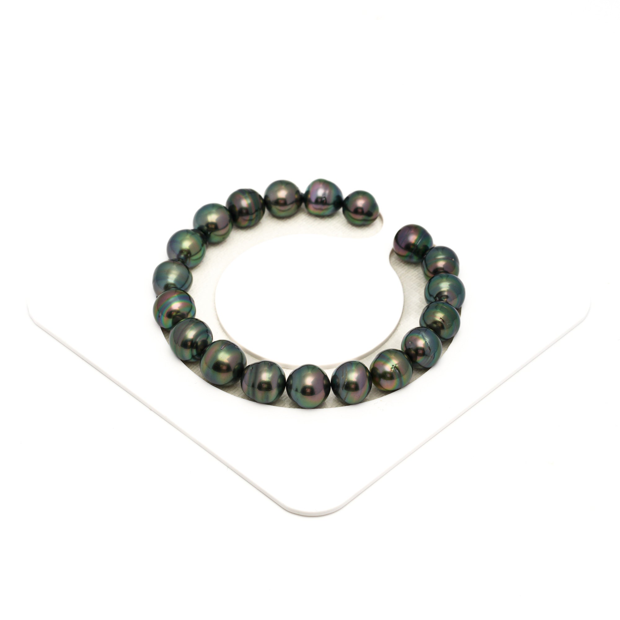19pcs Green 8-10mm - CL/SB AAA/AA Quality Tahitian Pearl Bracelet BR2356 TH5