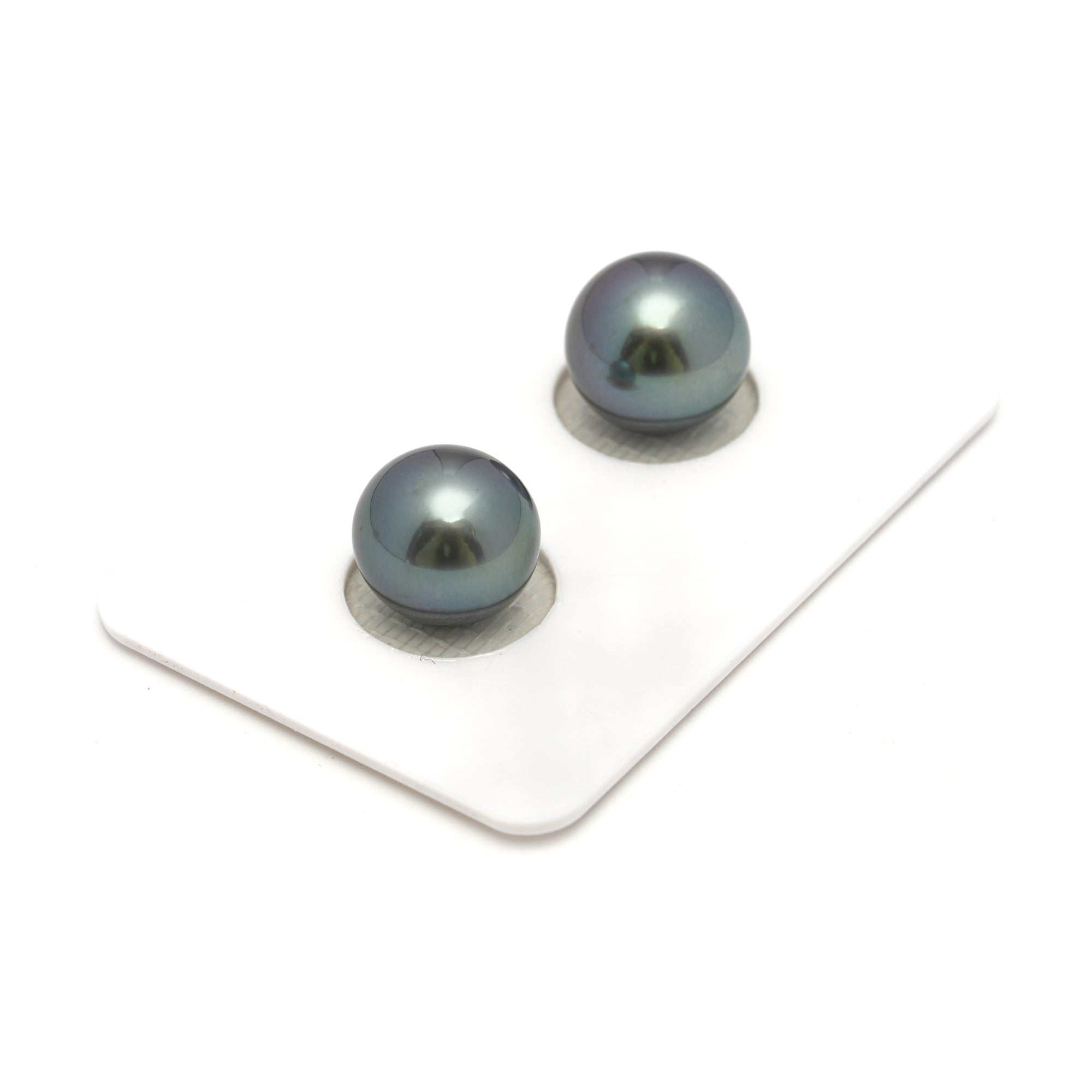 2pcs Light Blue 10.4-10.9mm - OV AAA/TOP Quality Tahitian Pearl Pair ER1686 OR11