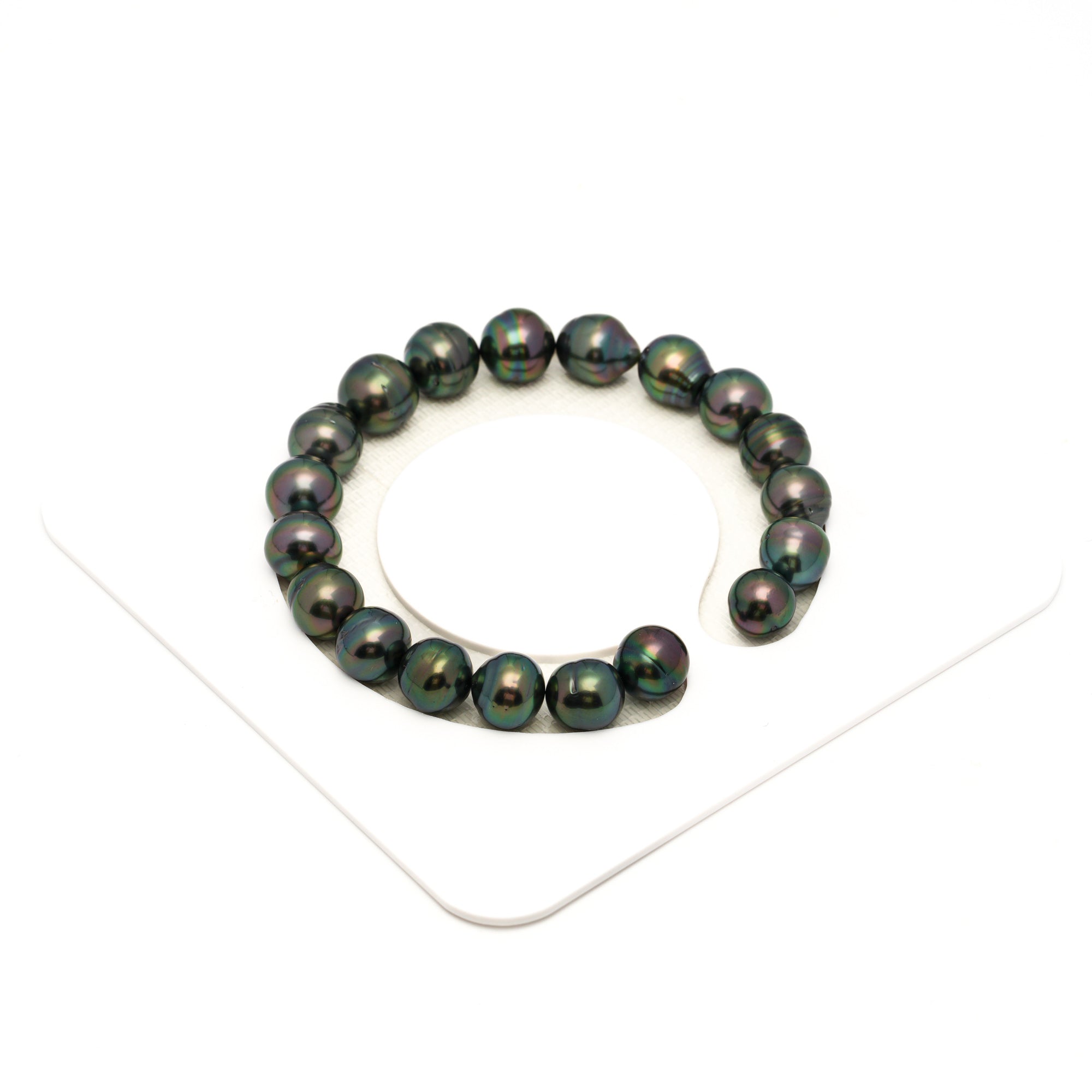 19pcs Green 8-10mm - CL/SB AAA/AA Quality Tahitian Pearl Bracelet BR2356 TH5