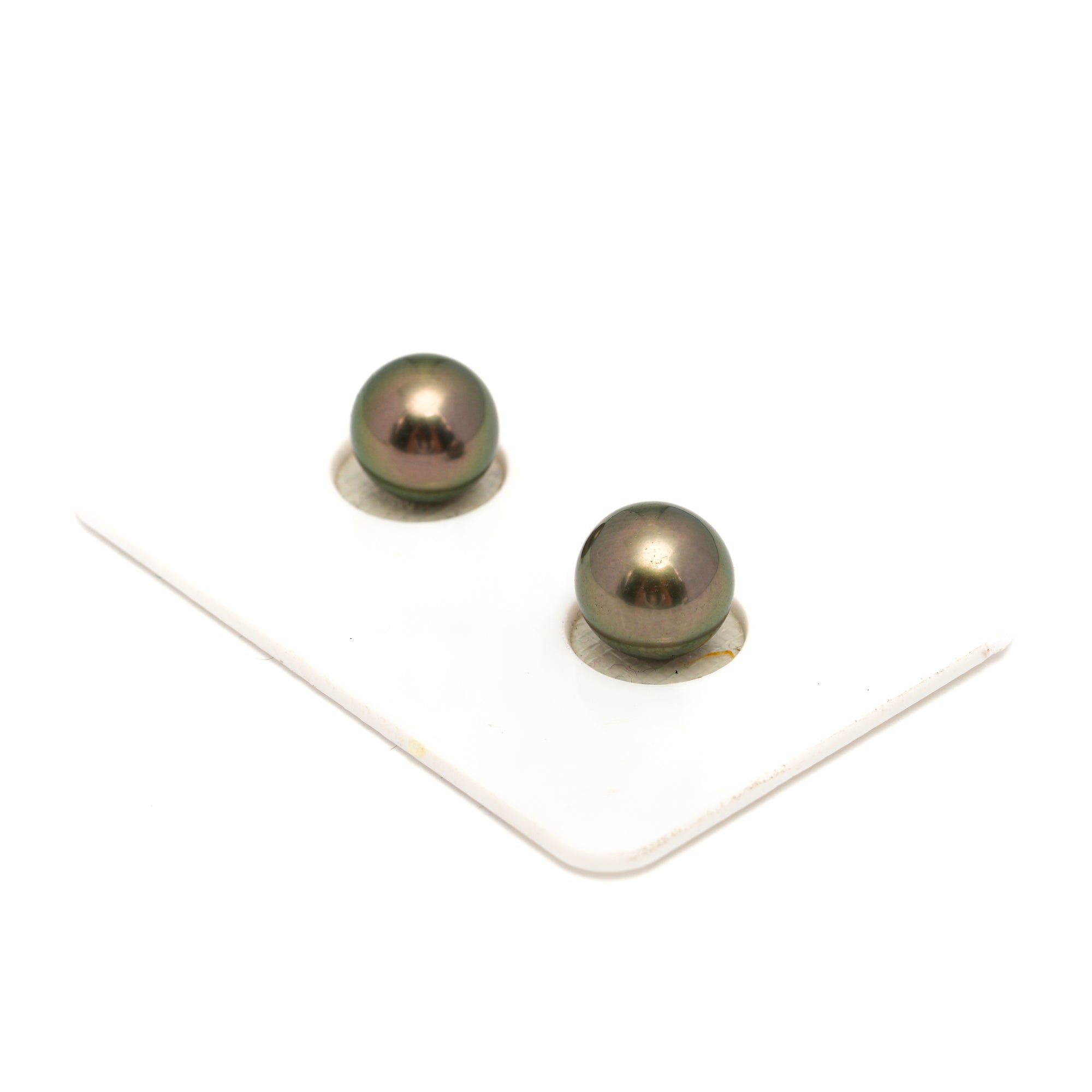 2pcs Olive Green 9-9.2mm - SR AAA Quality Tahitian Pearl Pair ER1837 OR13