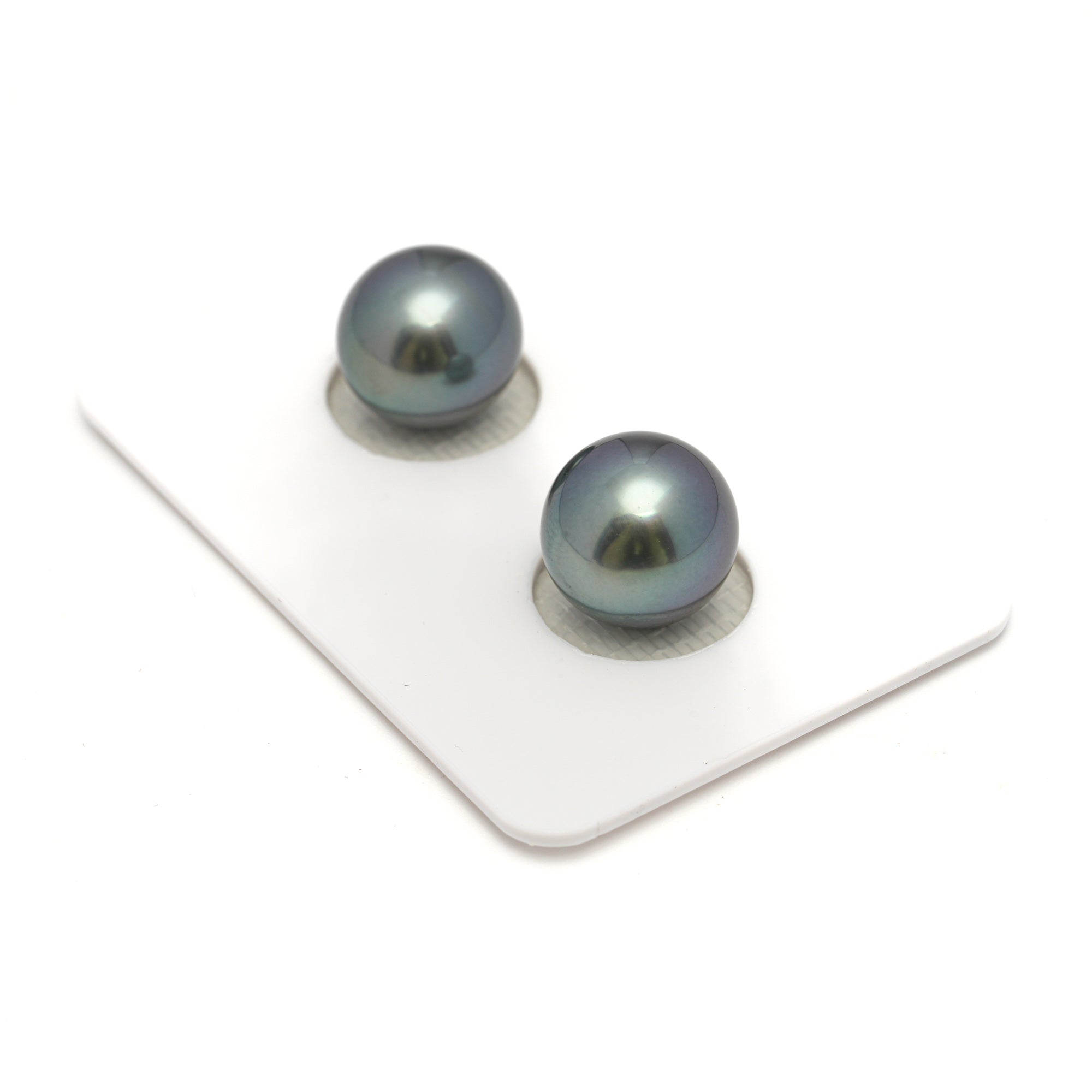 2pcs Light Blue 10.4-10.9mm - OV AAA/TOP Quality Tahitian Pearl Pair ER1686 OR11