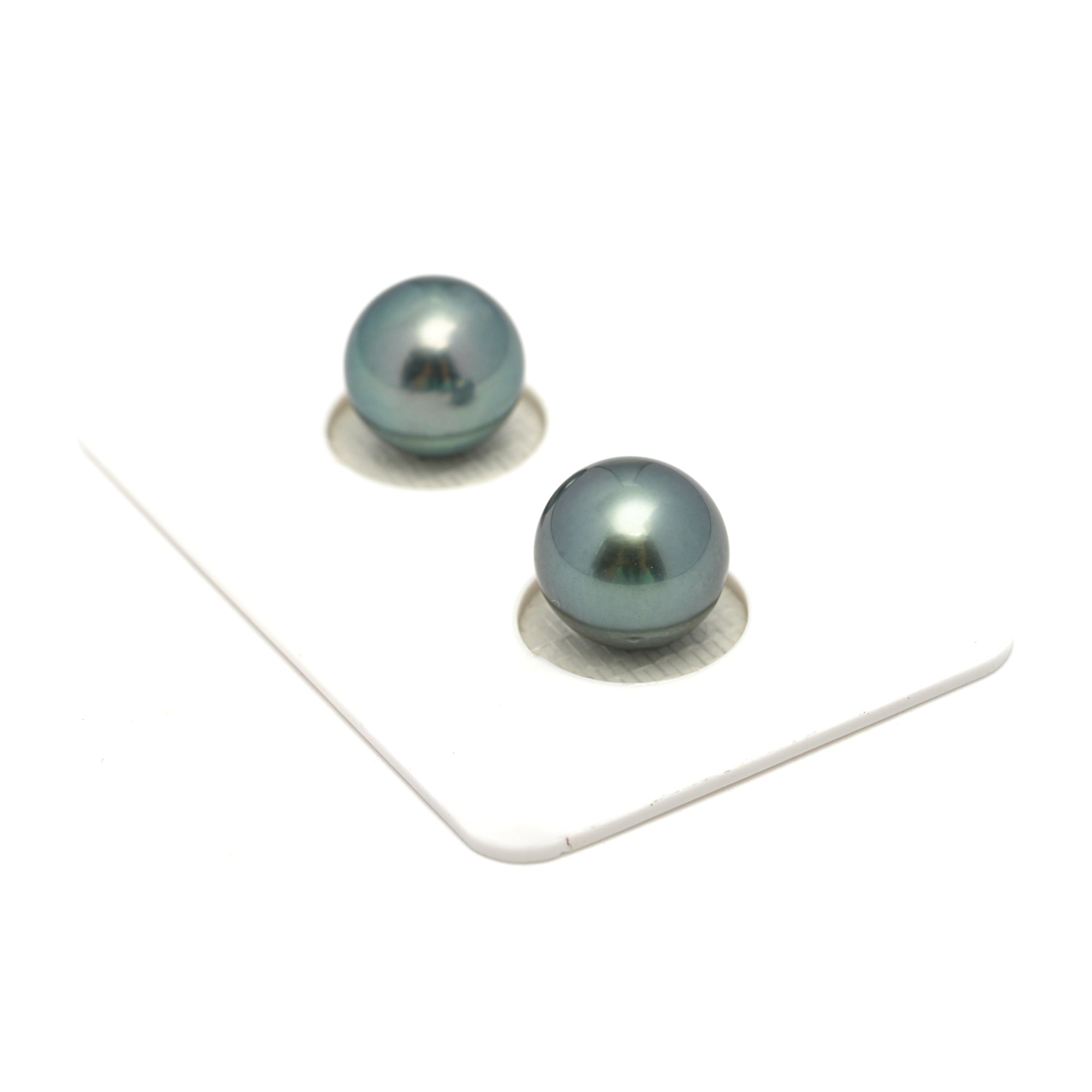 2pcs Blue Green 10.1-10.4mm - RSR AAA/AA Quality Tahitian Pearl Pair ER1701 OR12