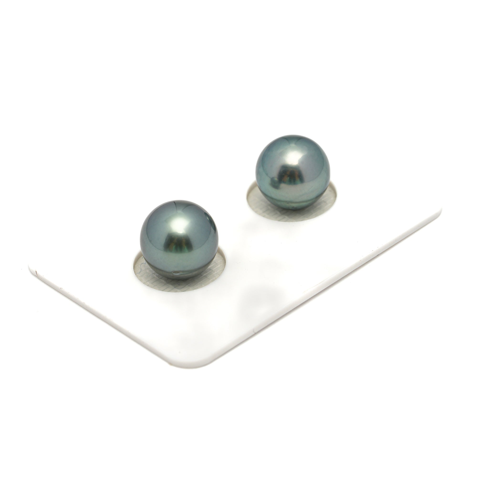 2pcs Blue Green 10.1-10.4mm - RSR AAA/AA Quality Tahitian Pearl Pair ER1701 OR12
