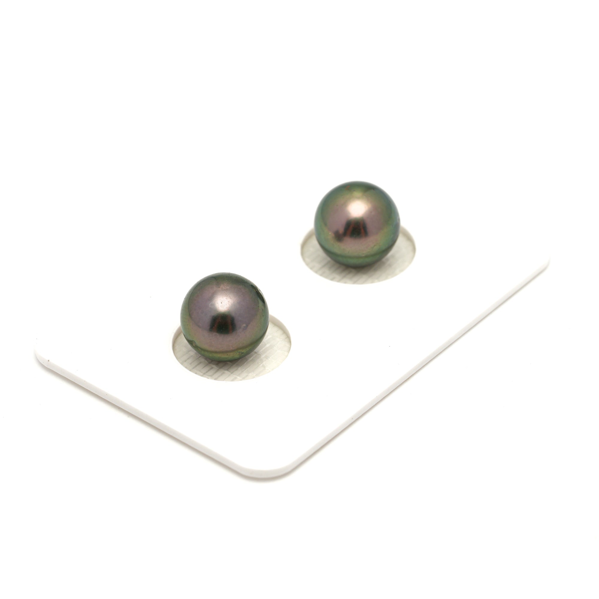 2pcs Peacock 9.1-9.2mm - RSR AA Quality Tahitian Pearl Pair ER1743